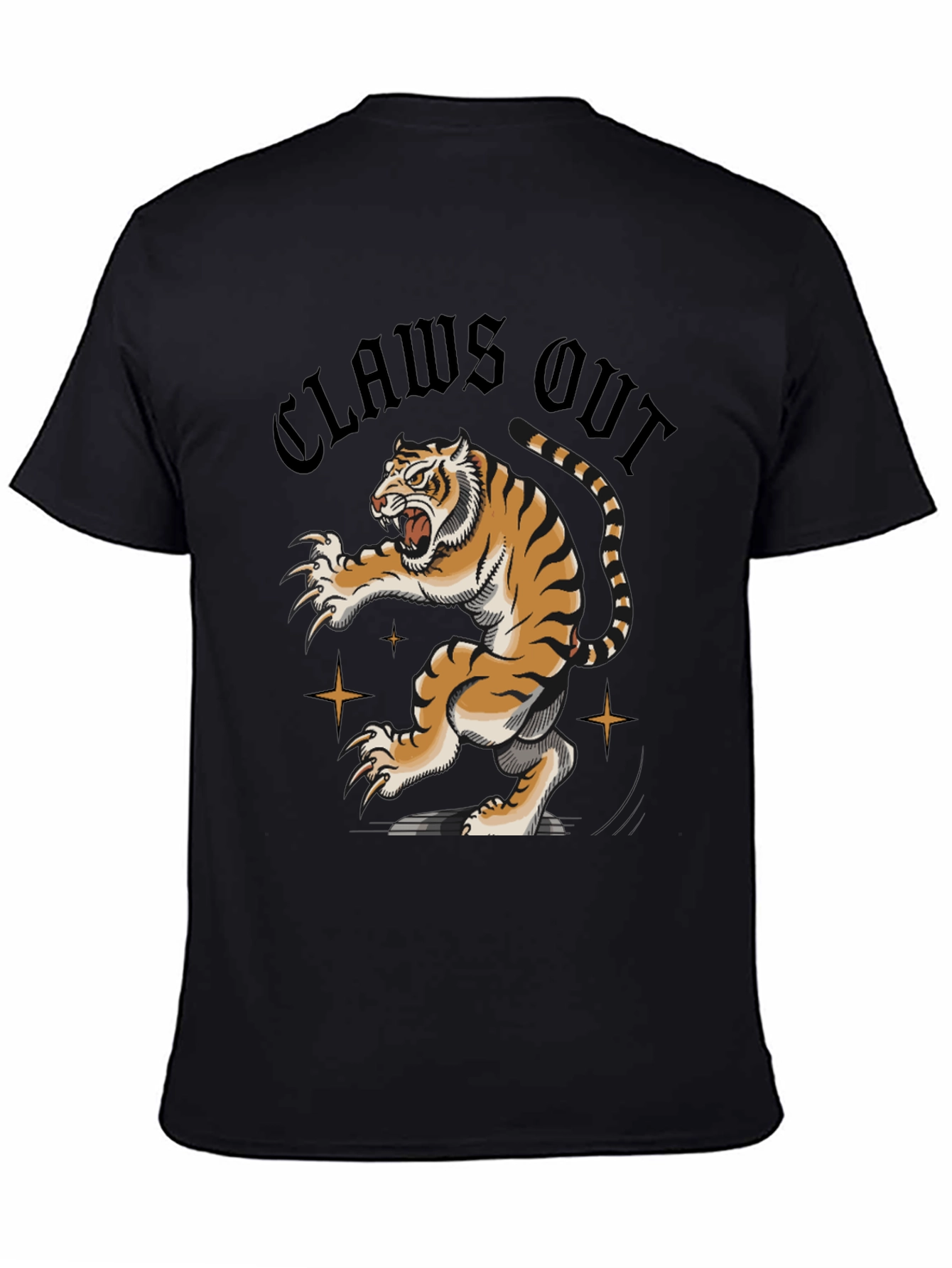 Black Claws Out Tiger Graphic Tee - Black view 4