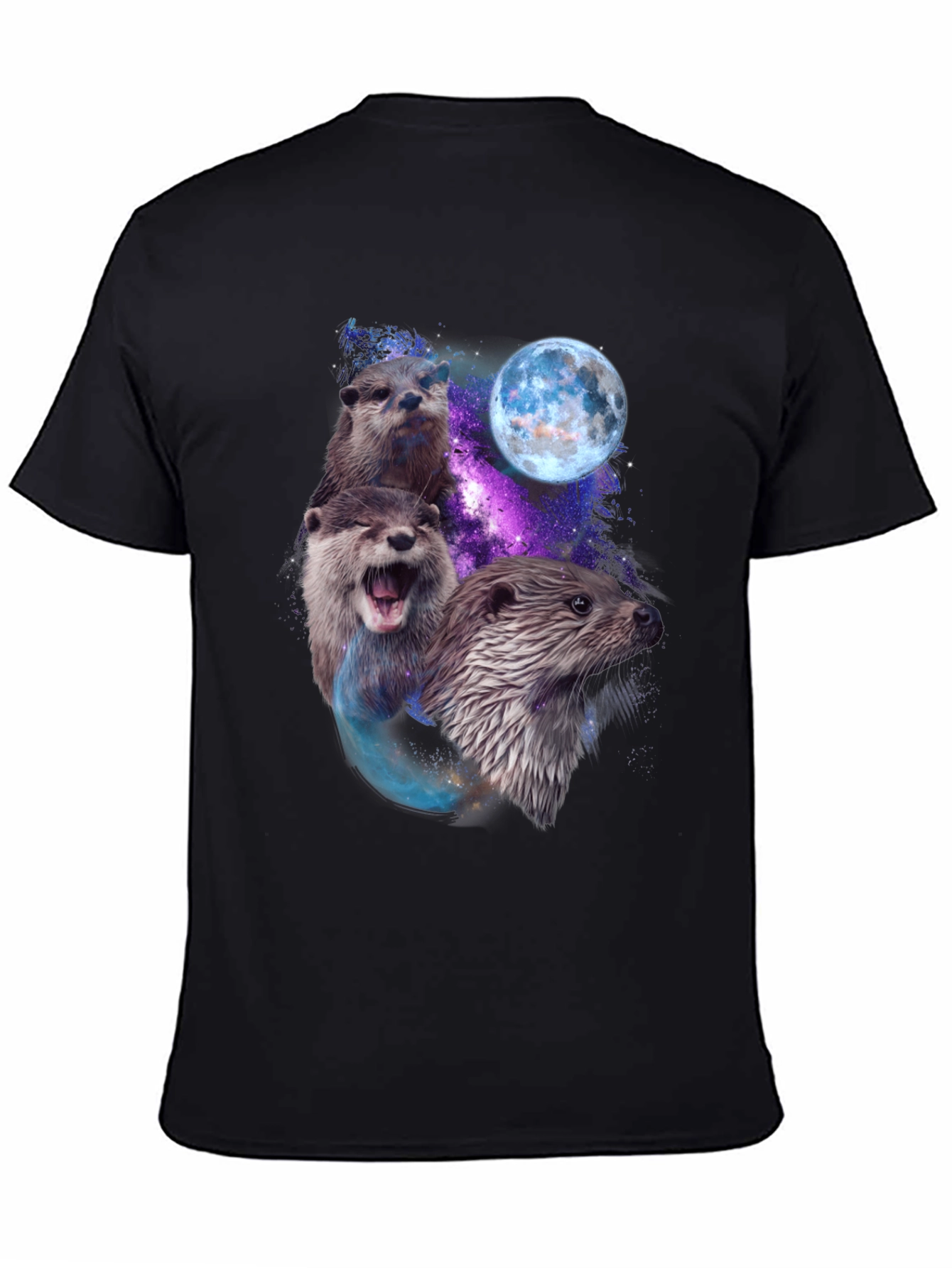 Black Otter Galaxy Graphic T-Shirt view 4