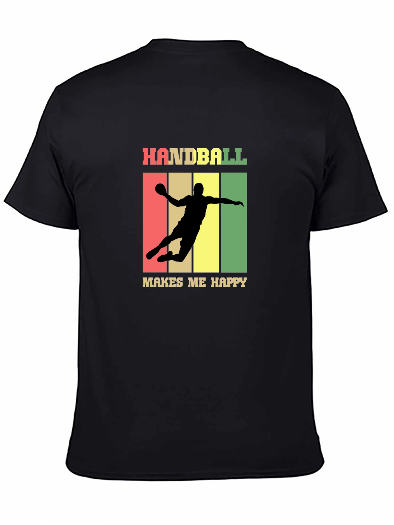 Black Handball Makes Me Happy T-Shirt - Black view 4