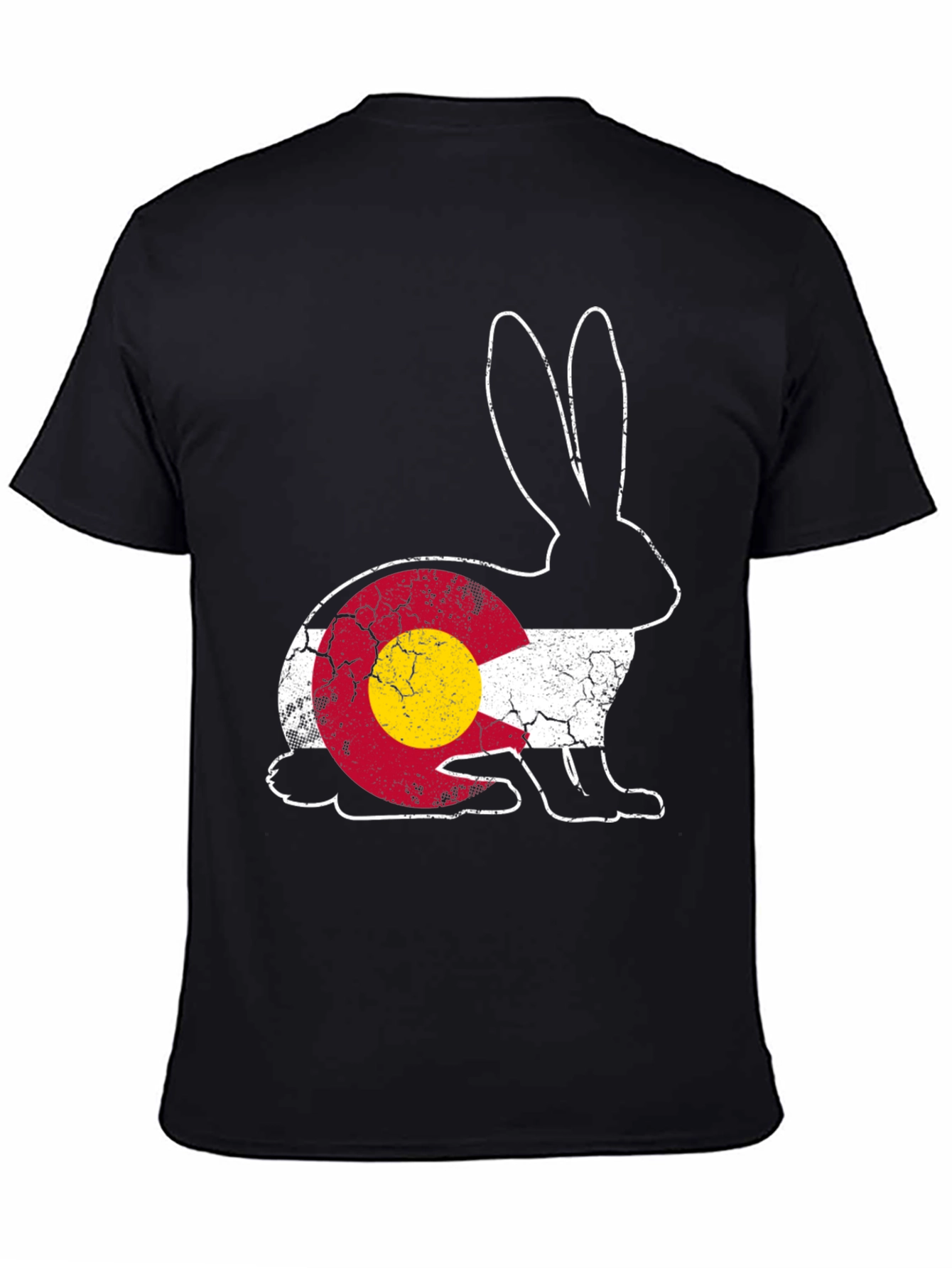 Black Colorado Flag Rabbit Graphic Tee view 4
