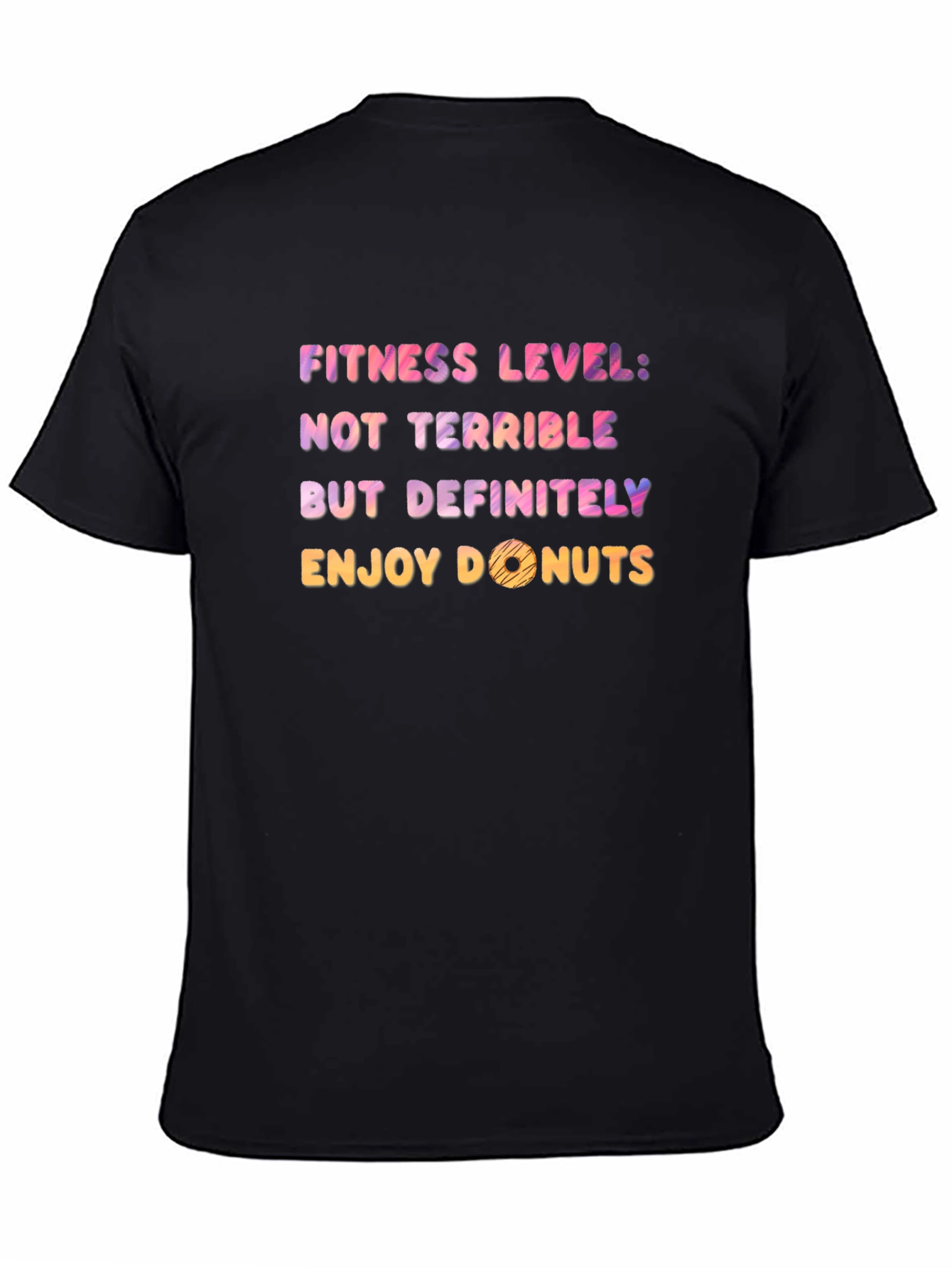 Black Funny Fitness Level Donuts Graphic Tee view 4