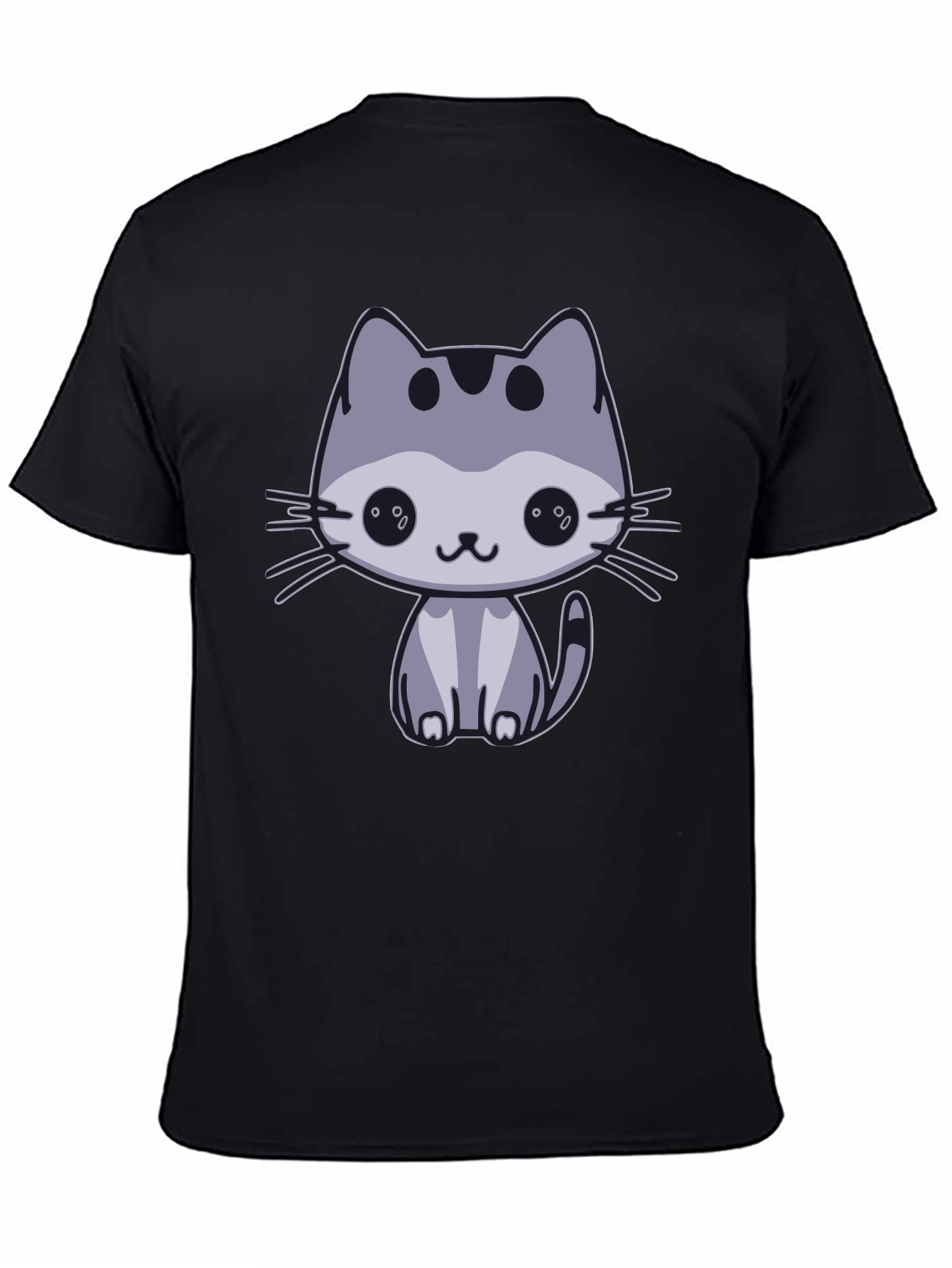 Black Cute Cat Graphic Black T-Shirt view 4