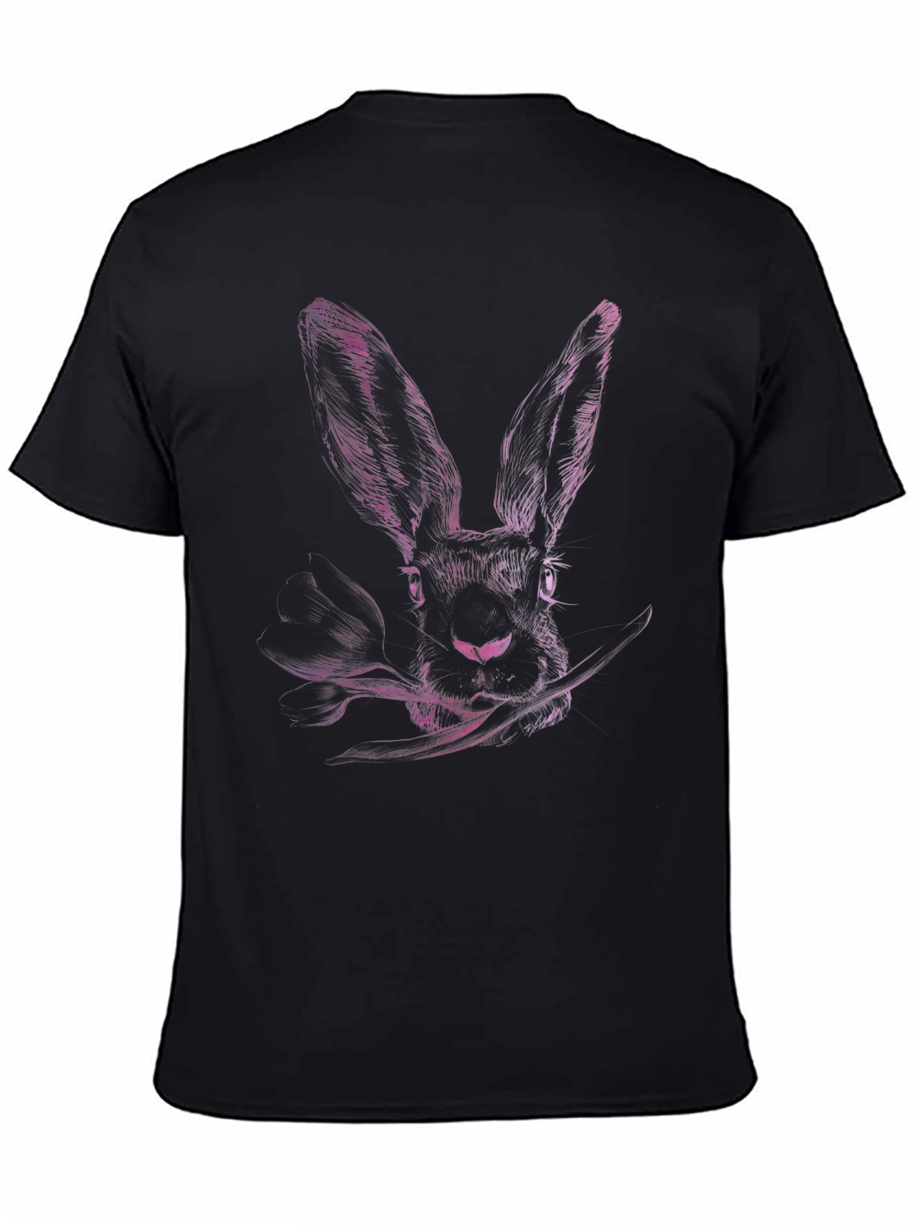 Black Rabbit Graphic Print Crew Neck T-Shirt view 4