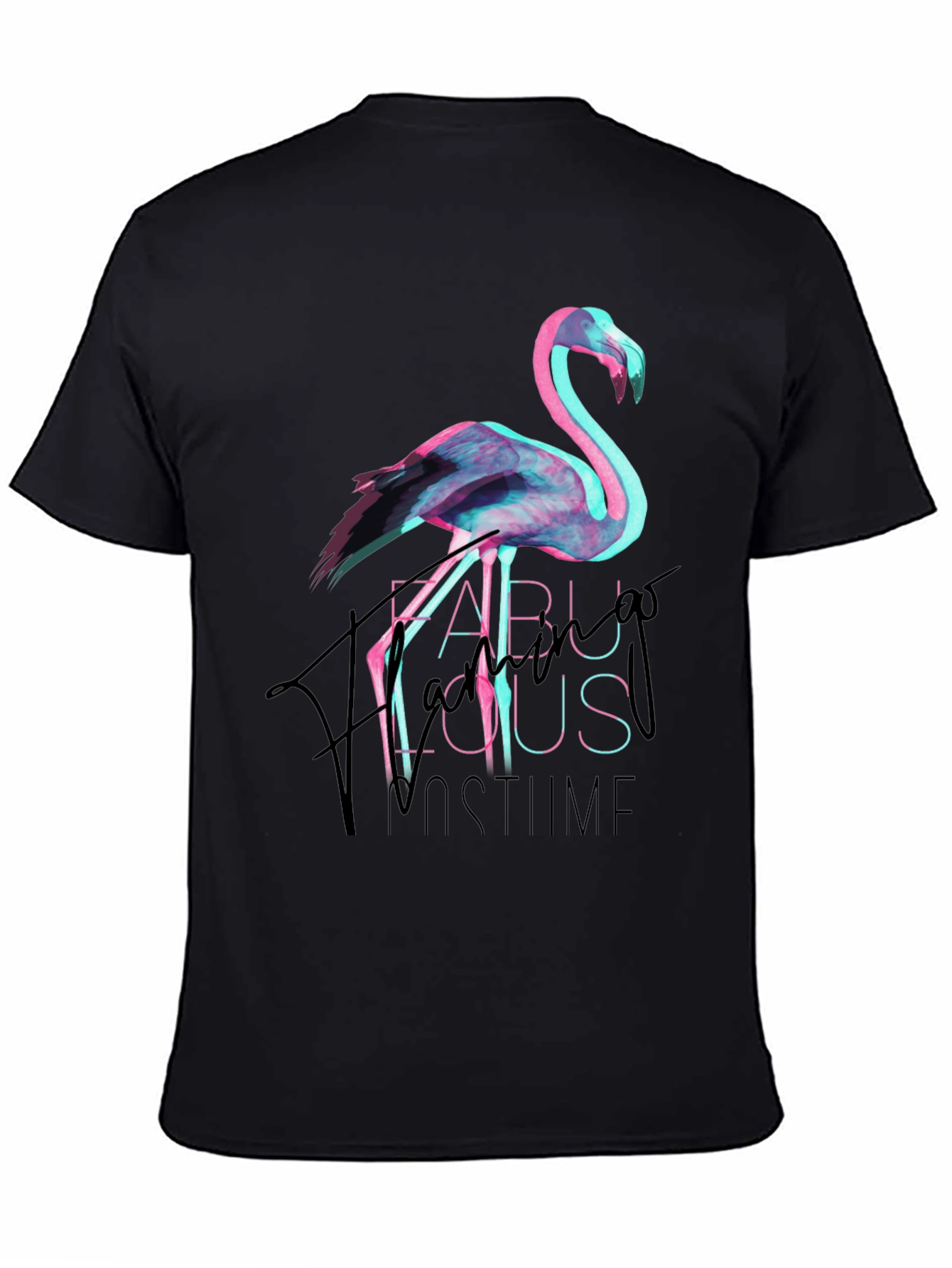 Black Fabulous Flamingo Costume Party Tee view 4