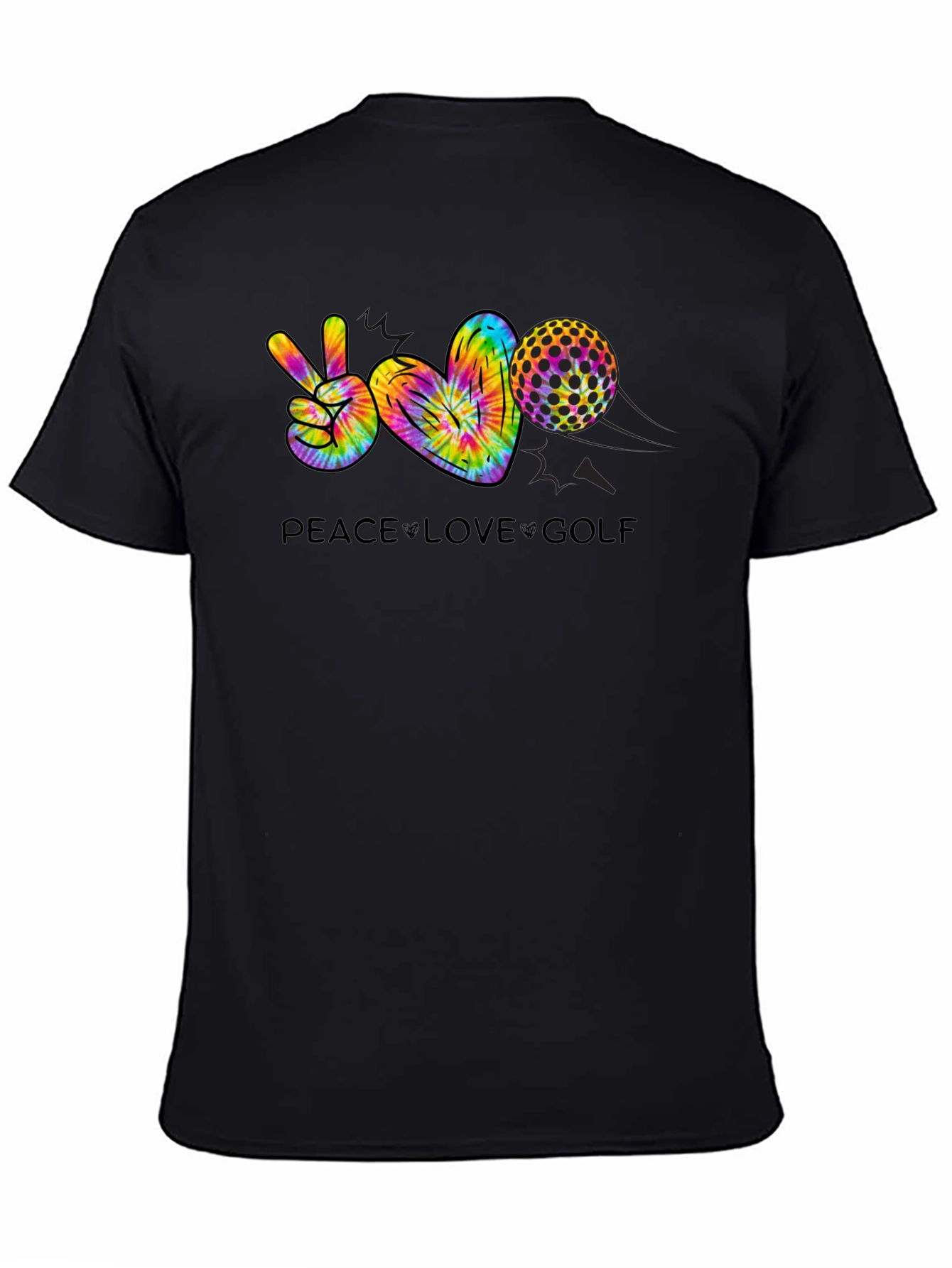 Black Peace Love Golf T-Shirt view 4