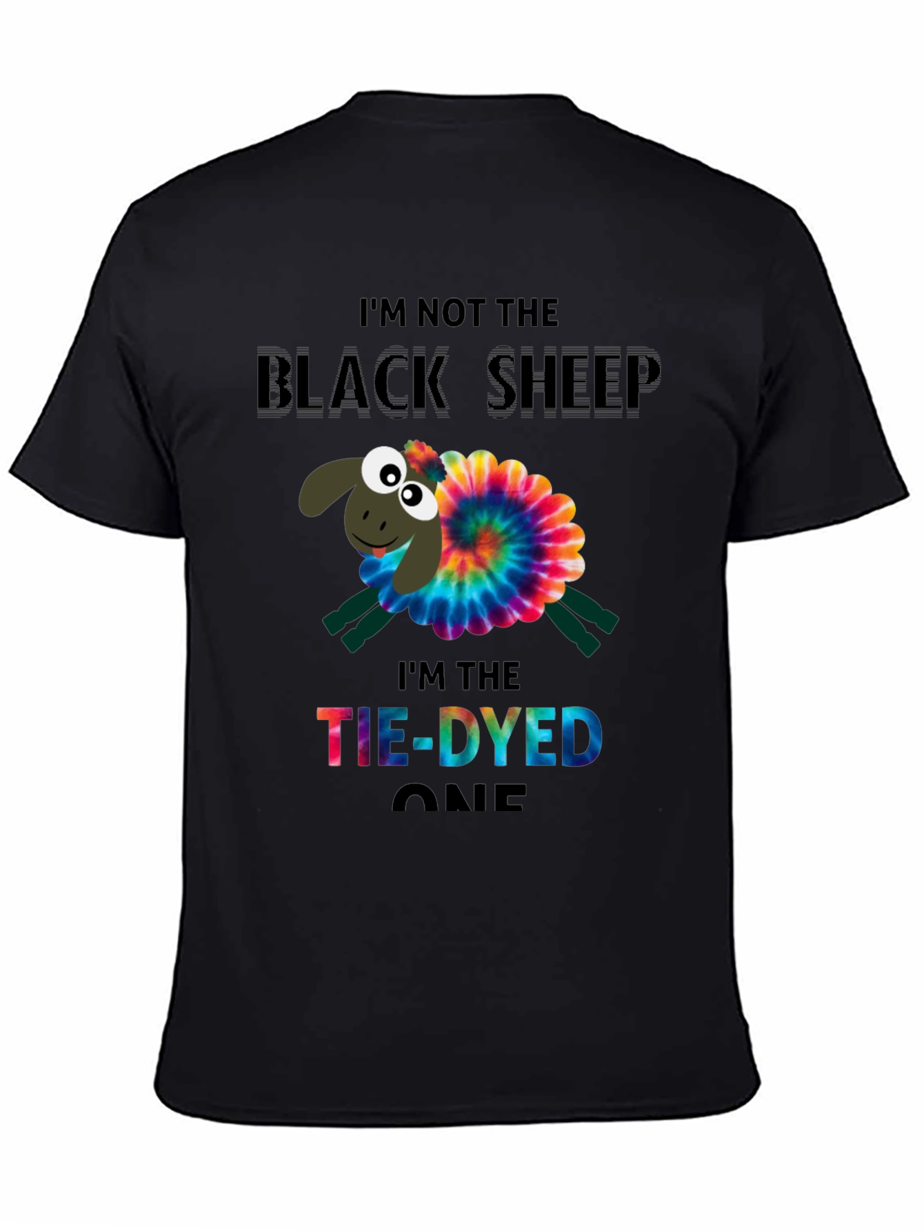 Black Tie-Dyed Sheep Graphic Tee view 4