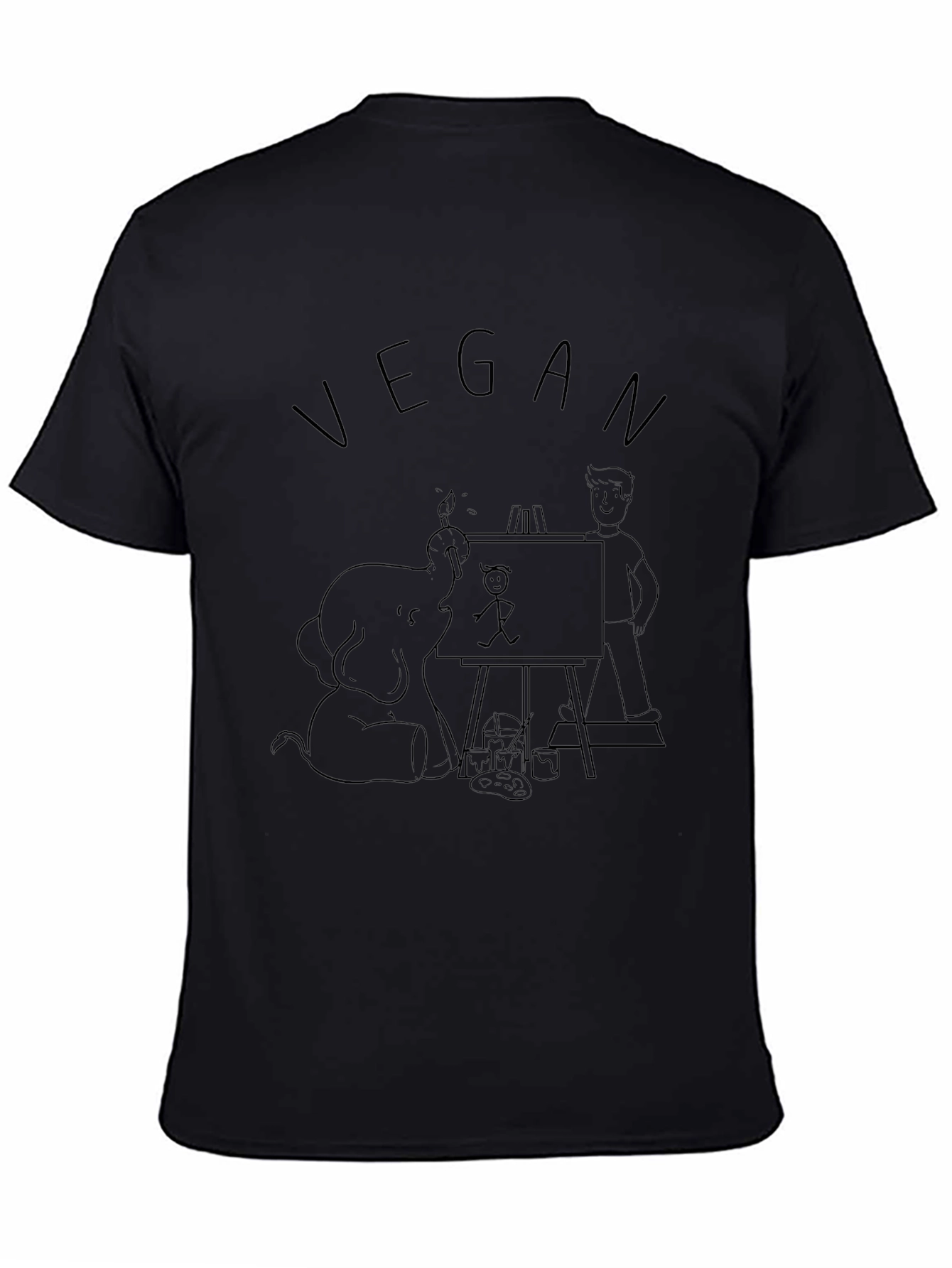 Black Vegan Elephant Artist T-Shirt view 4