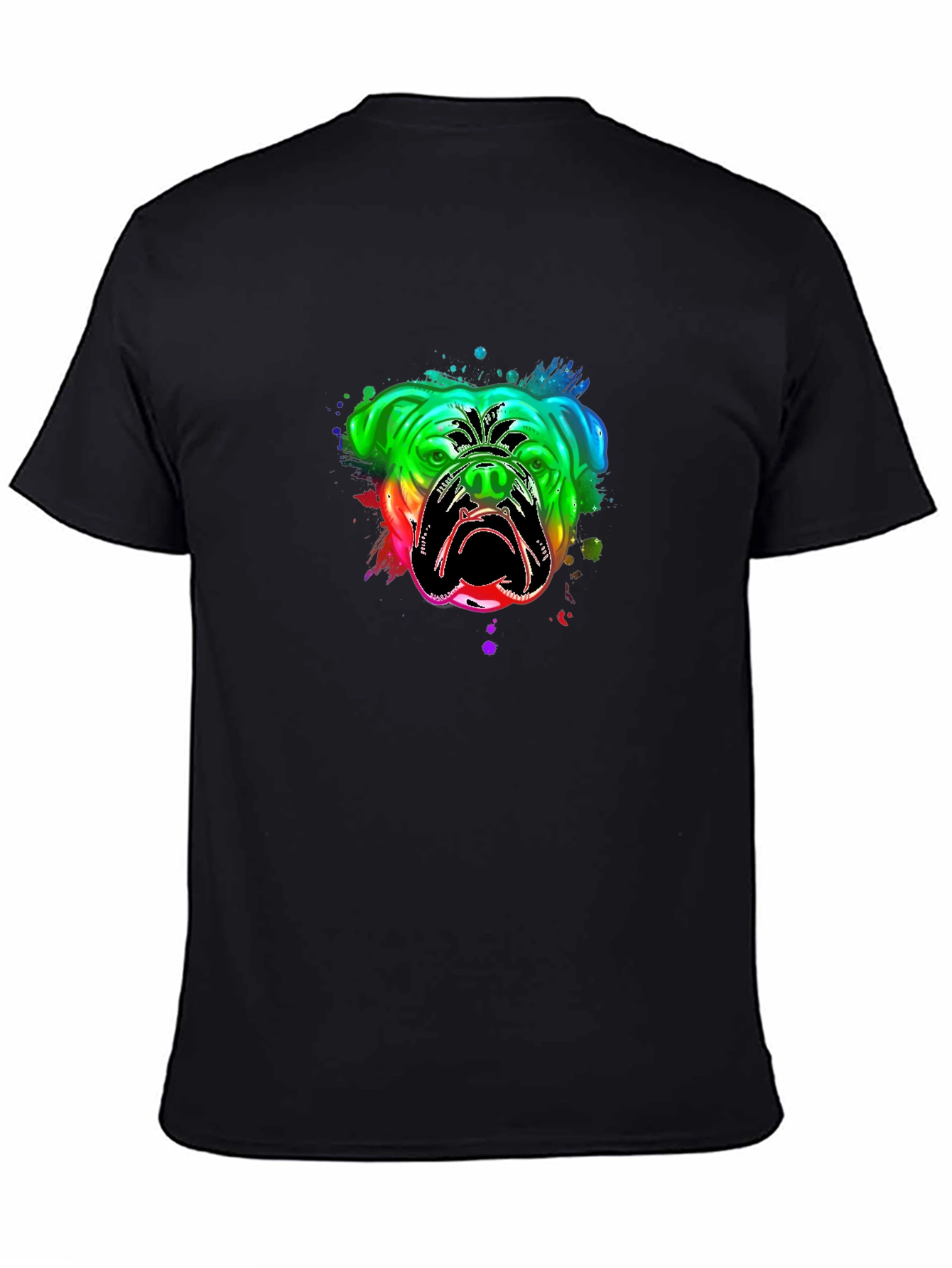 Black Bulldog Rainbow Graphic T-Shirt - Black view 4