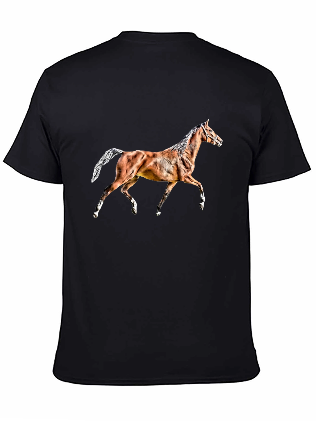Black Horse Graphic Tee - Black Cotton T-Shirt view 4
