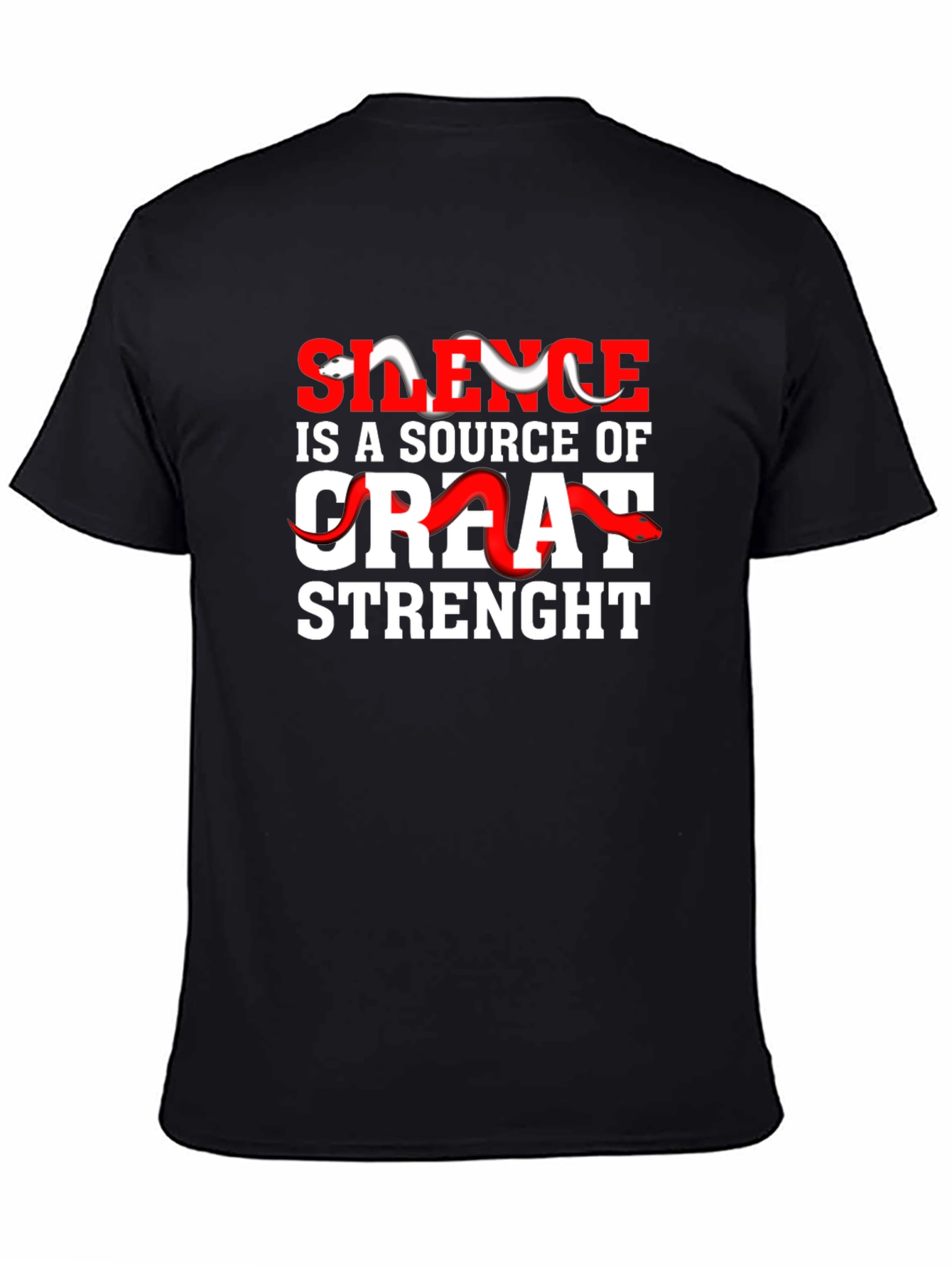 Black Silence is Strength Graphic T-Shirt view 4