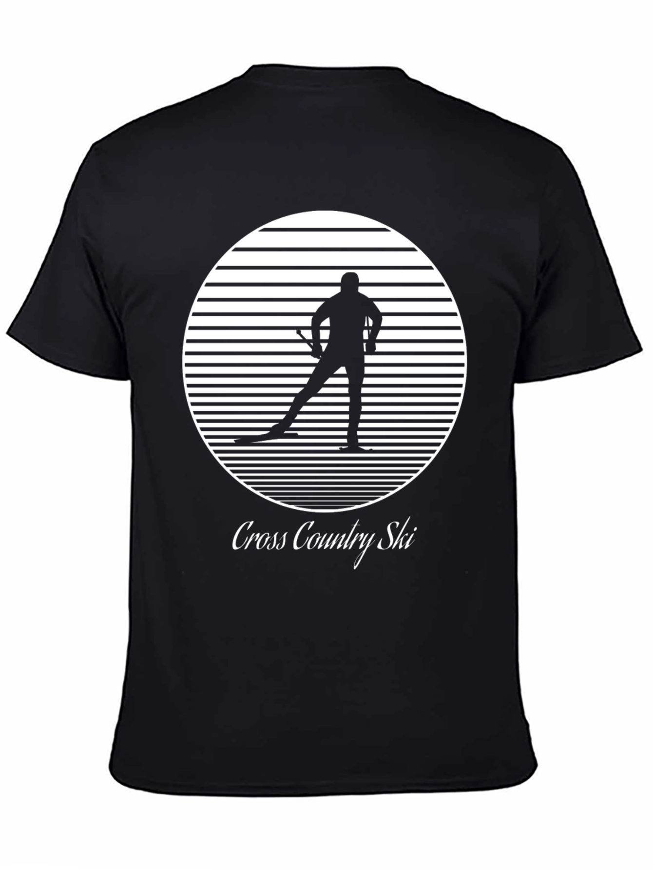 Black Cross Country Ski T-Shirt - Retro Style view 4