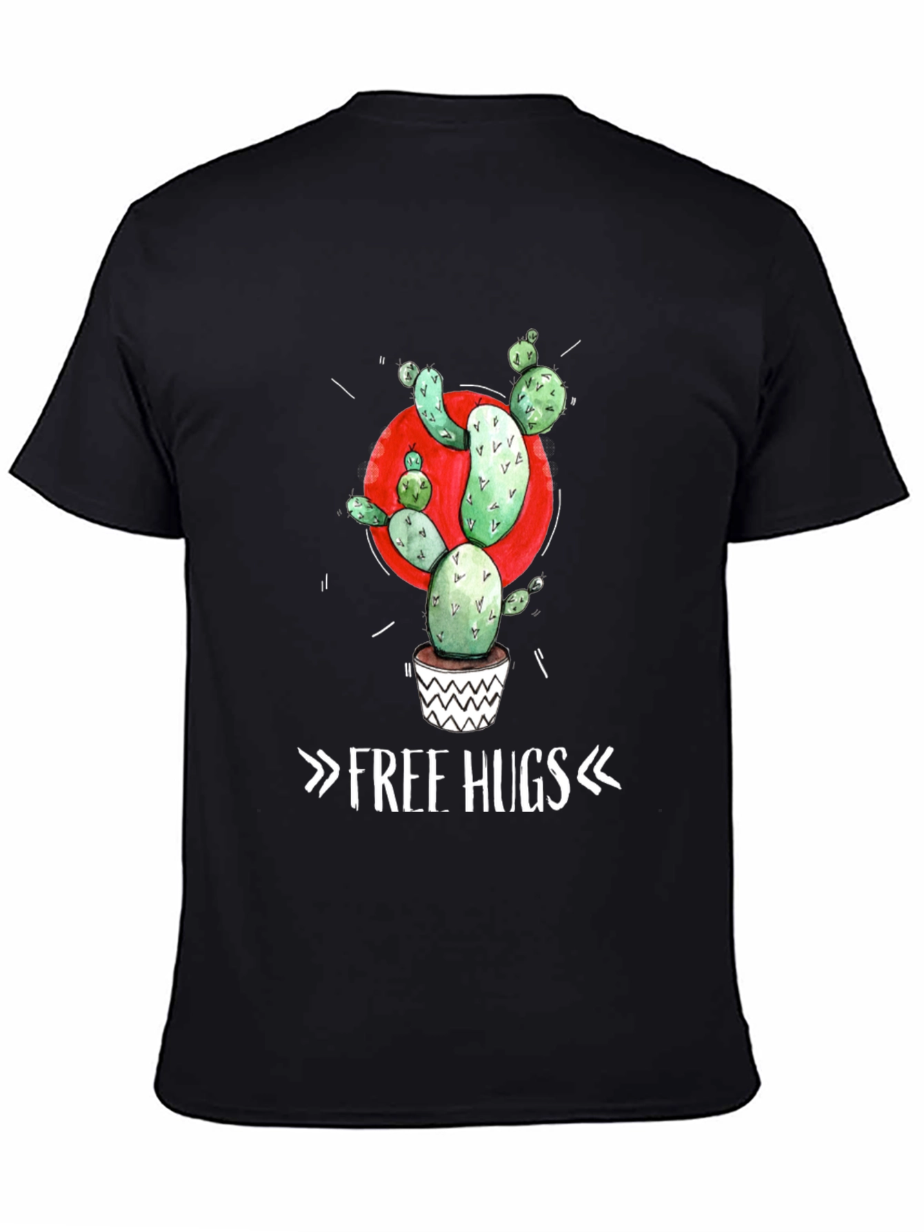 Black Cactus Graphic Tee - Free Hugs T-Shirt view 4
