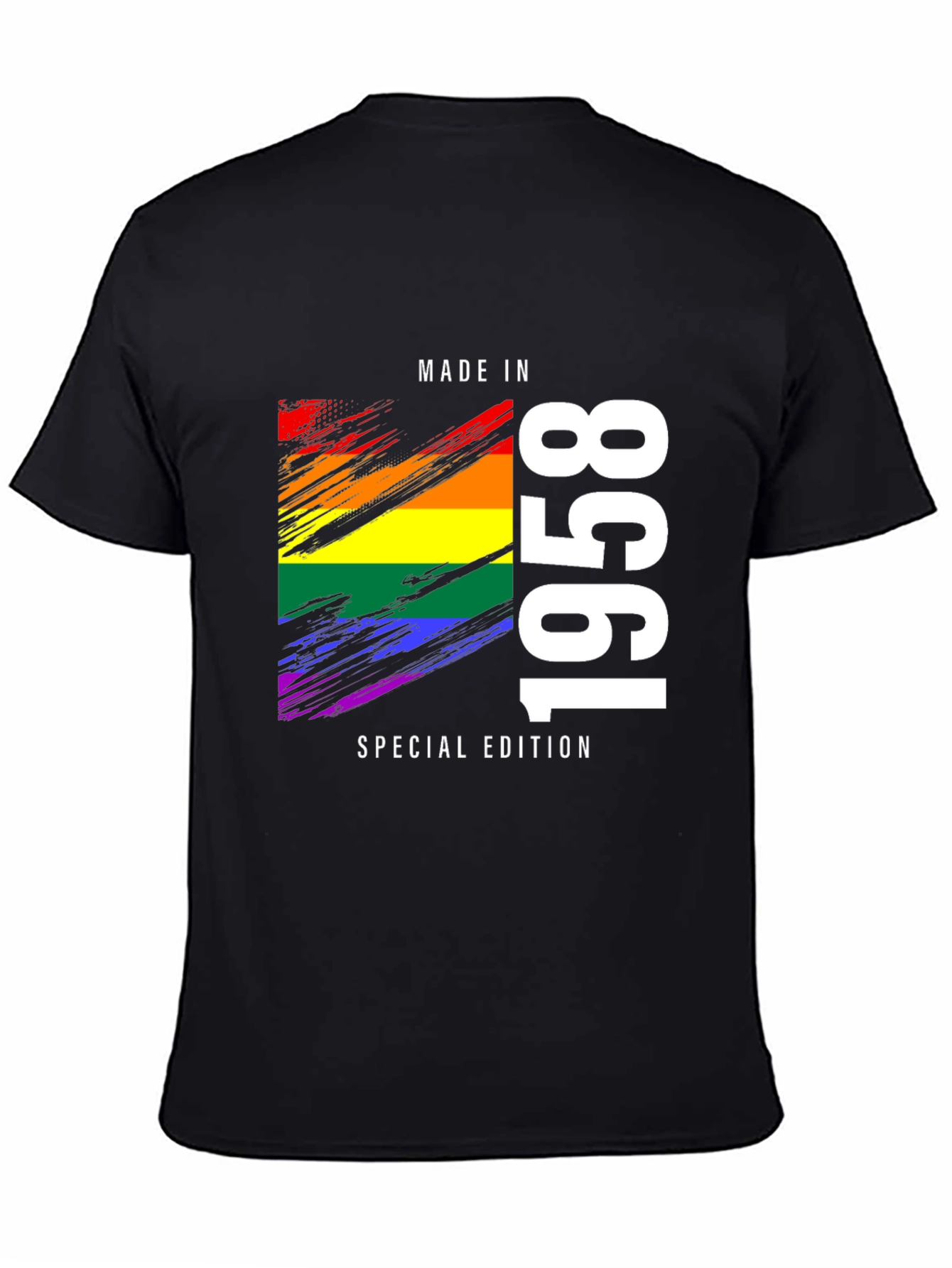 Black Made in 1958 Rainbow Pride T-Shirt view 4