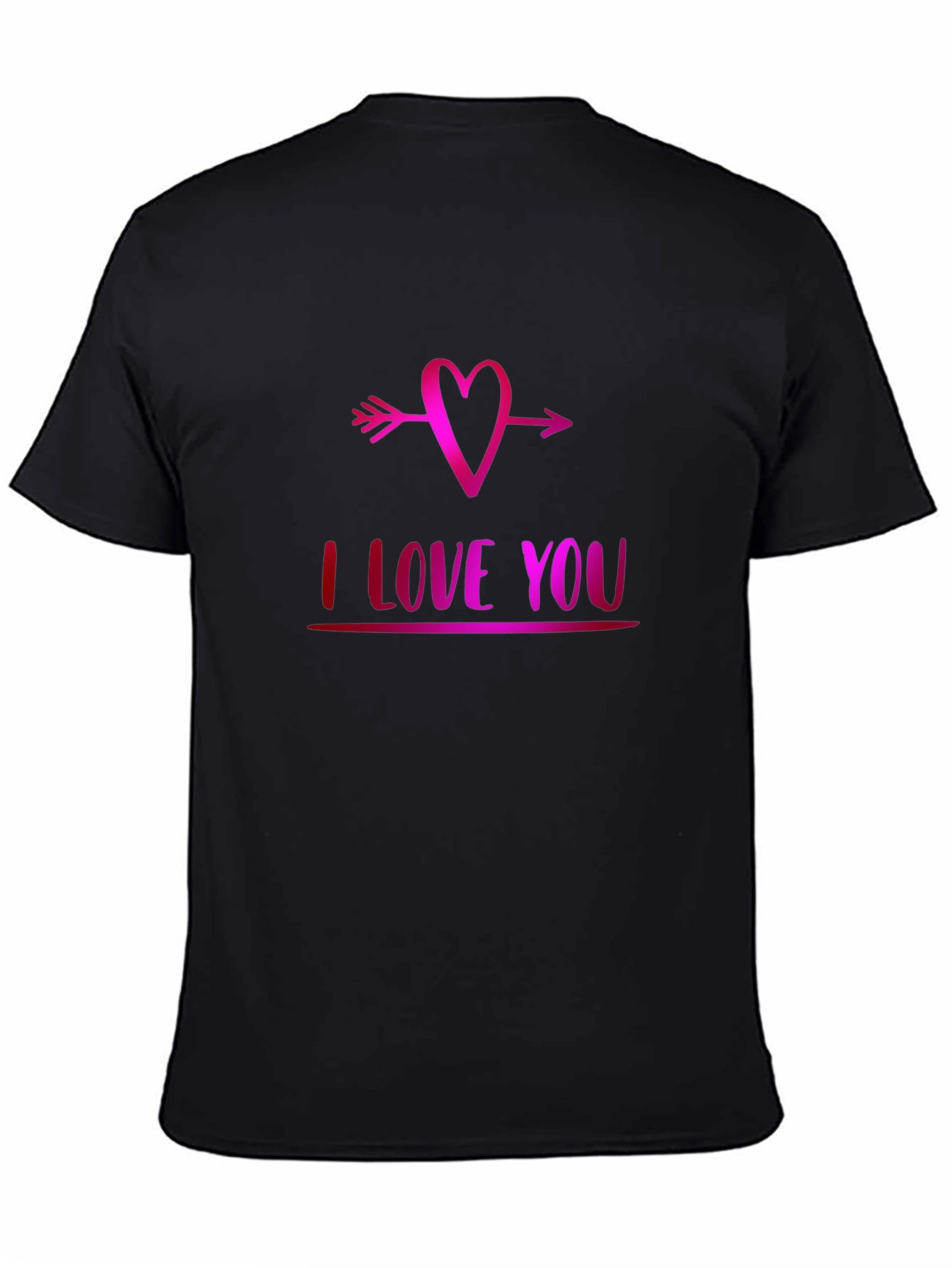 Black I Love You Heart Arrow Graphic Tee - Soft Black T-Shirt view 4