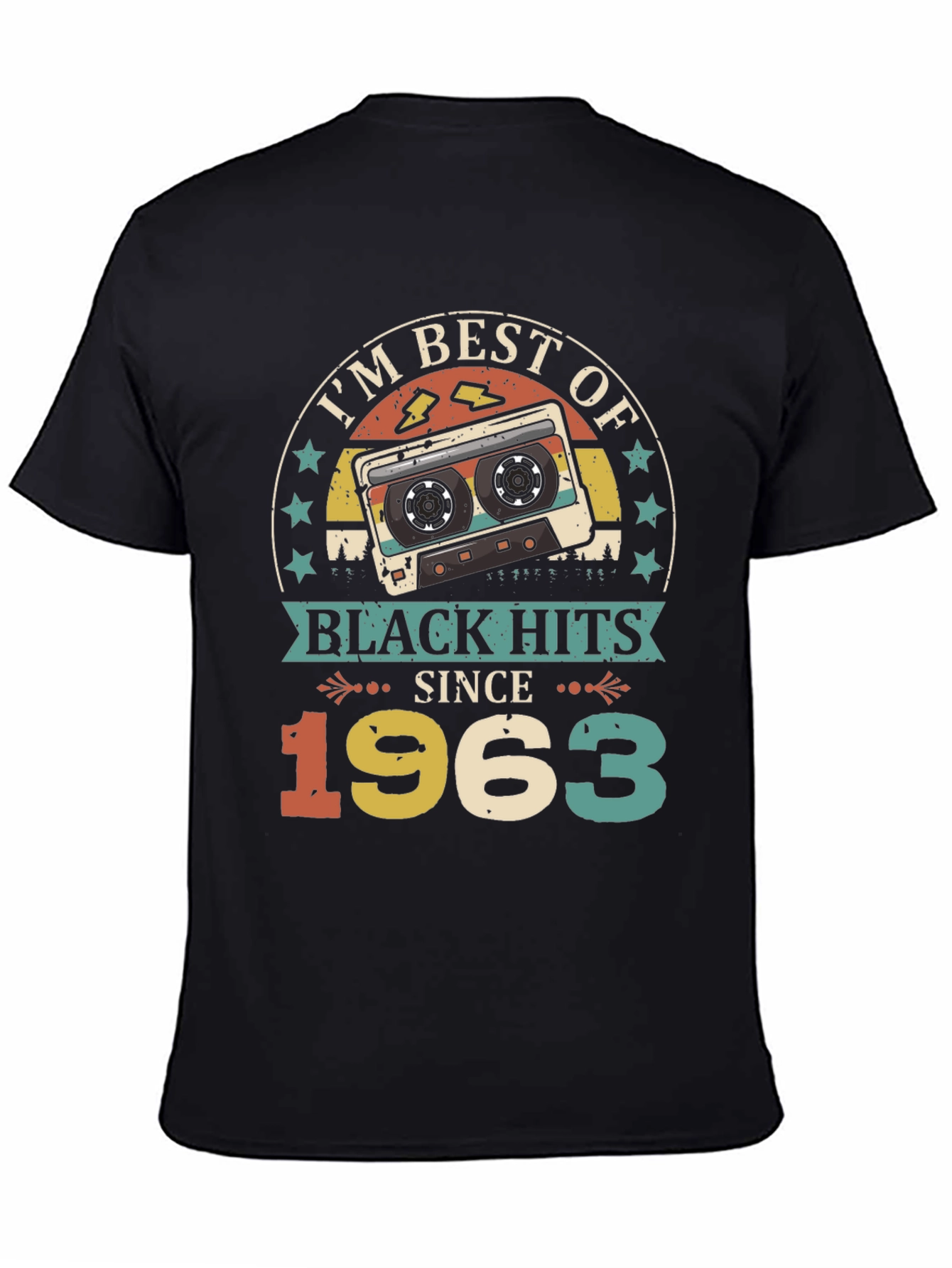 Black Best of Black Hits Since 1963 Cassette Tape T-Shirt view 4