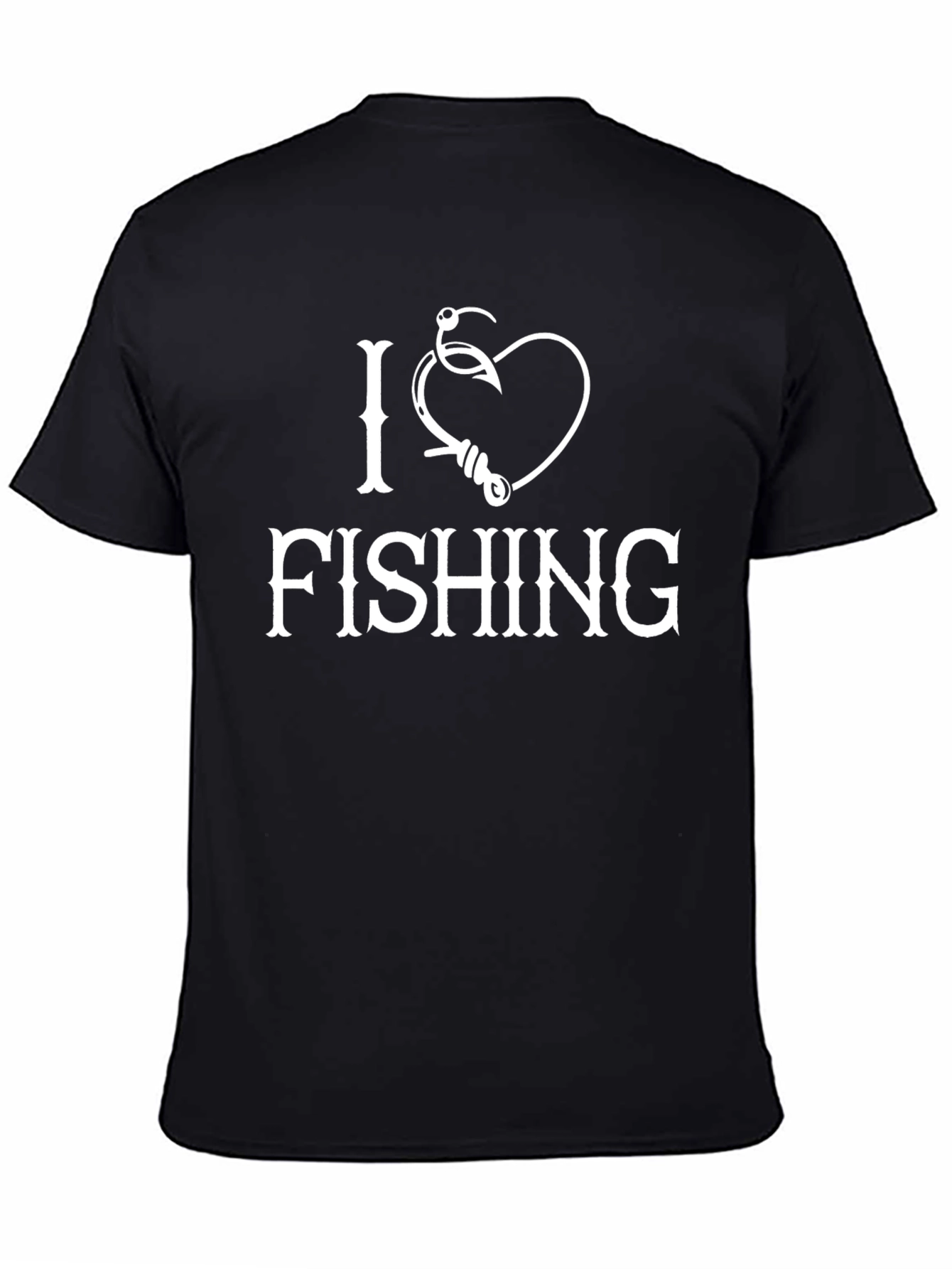 Black I Heart Fishing Graphic T-Shirt view 4