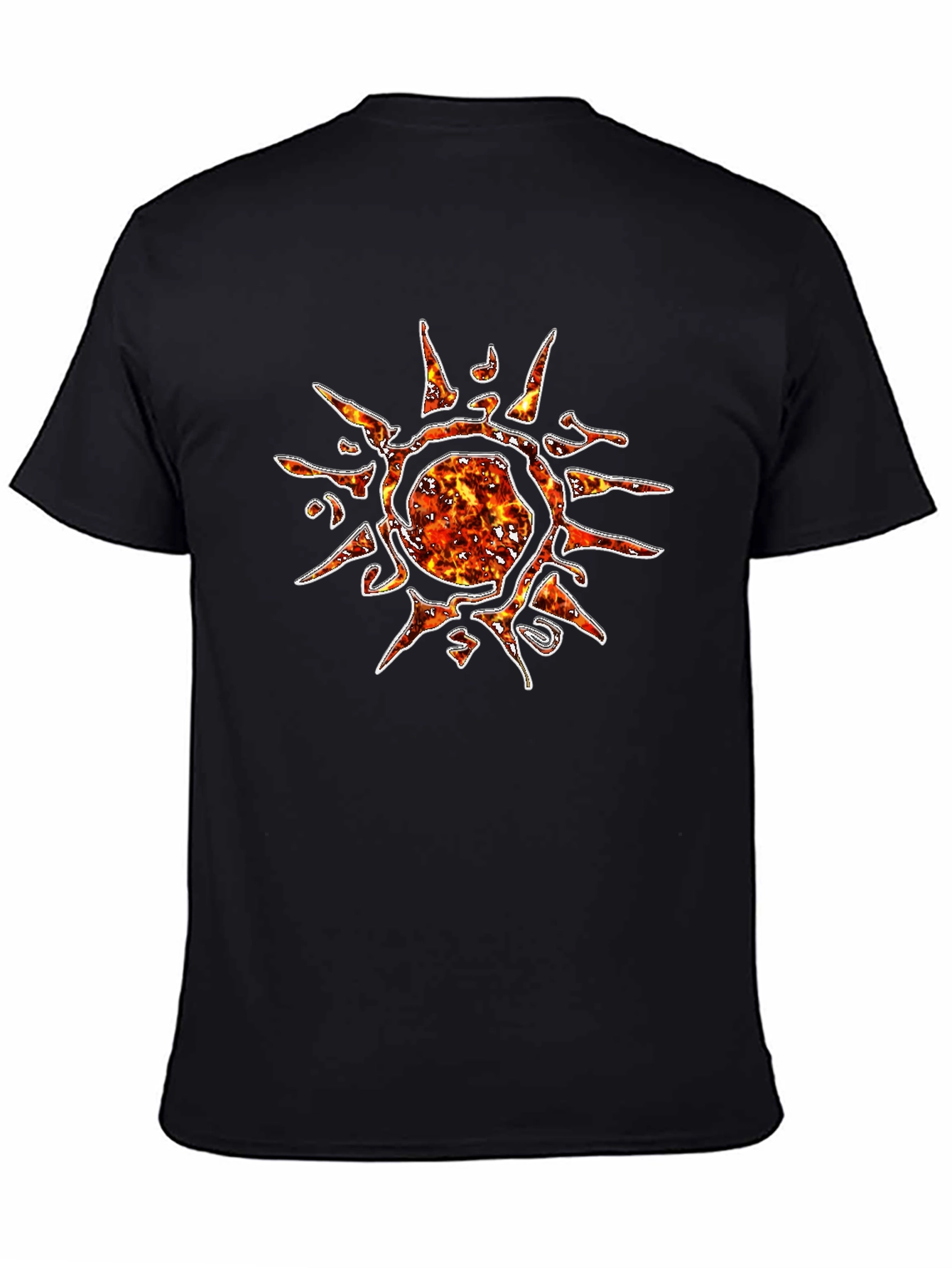 Black Fiery Sun Graphic Black T-Shirt view 4