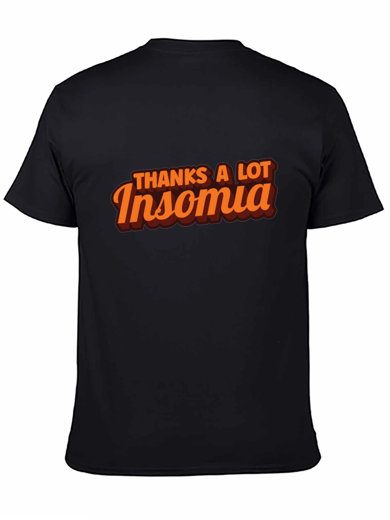 Black Thanks A Lot Insomnia Black Graphic T-Shirt view 4