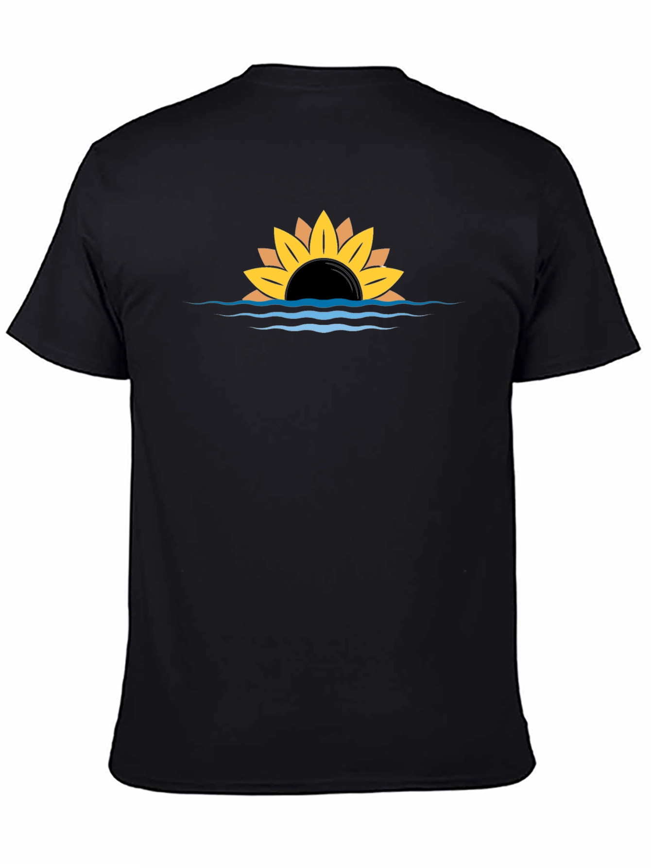 Black Sunflower Sunset Graphic Black Tee view 4