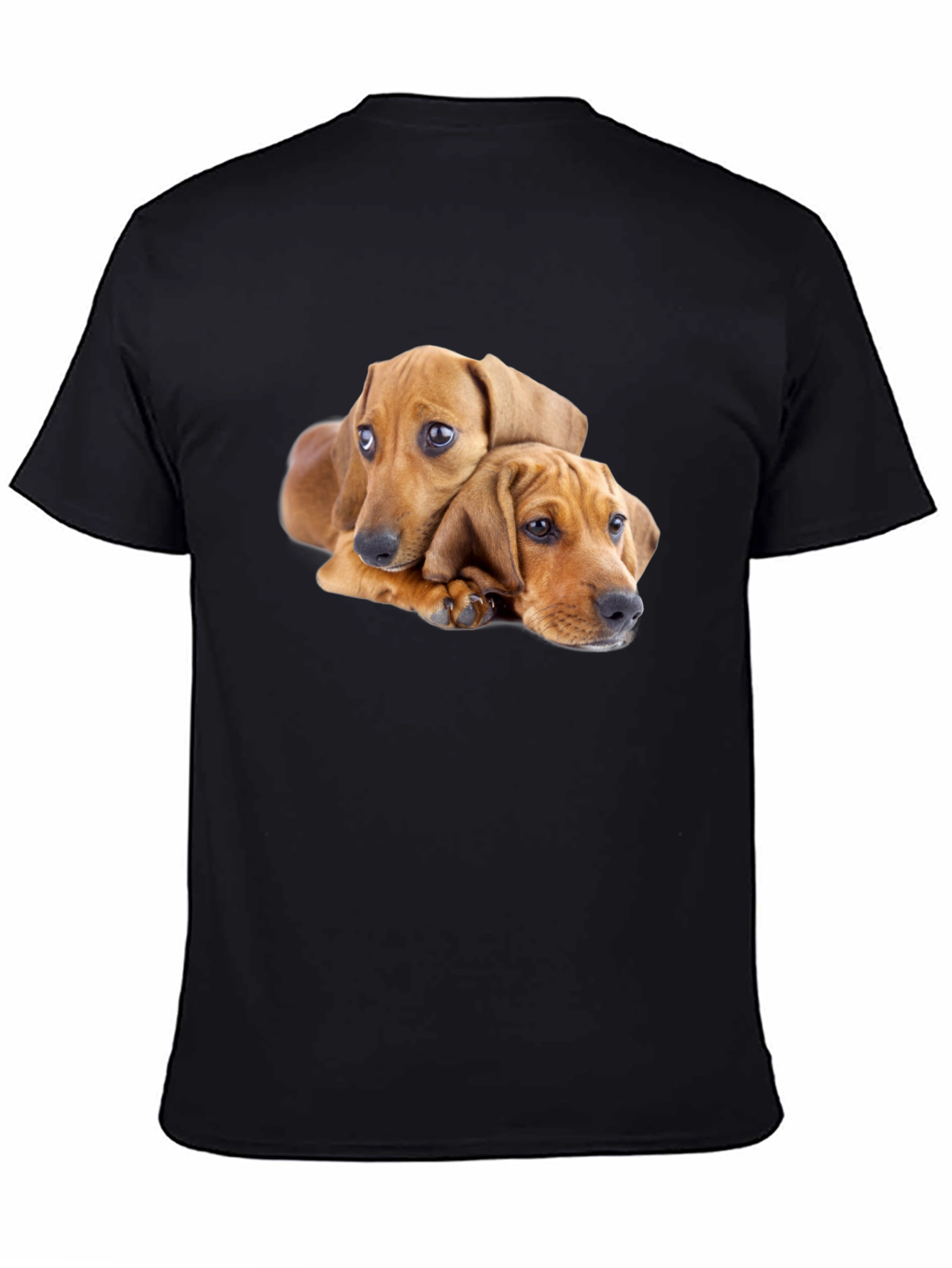 Black Cute Puppies Graphic Black T-Shirt view 4