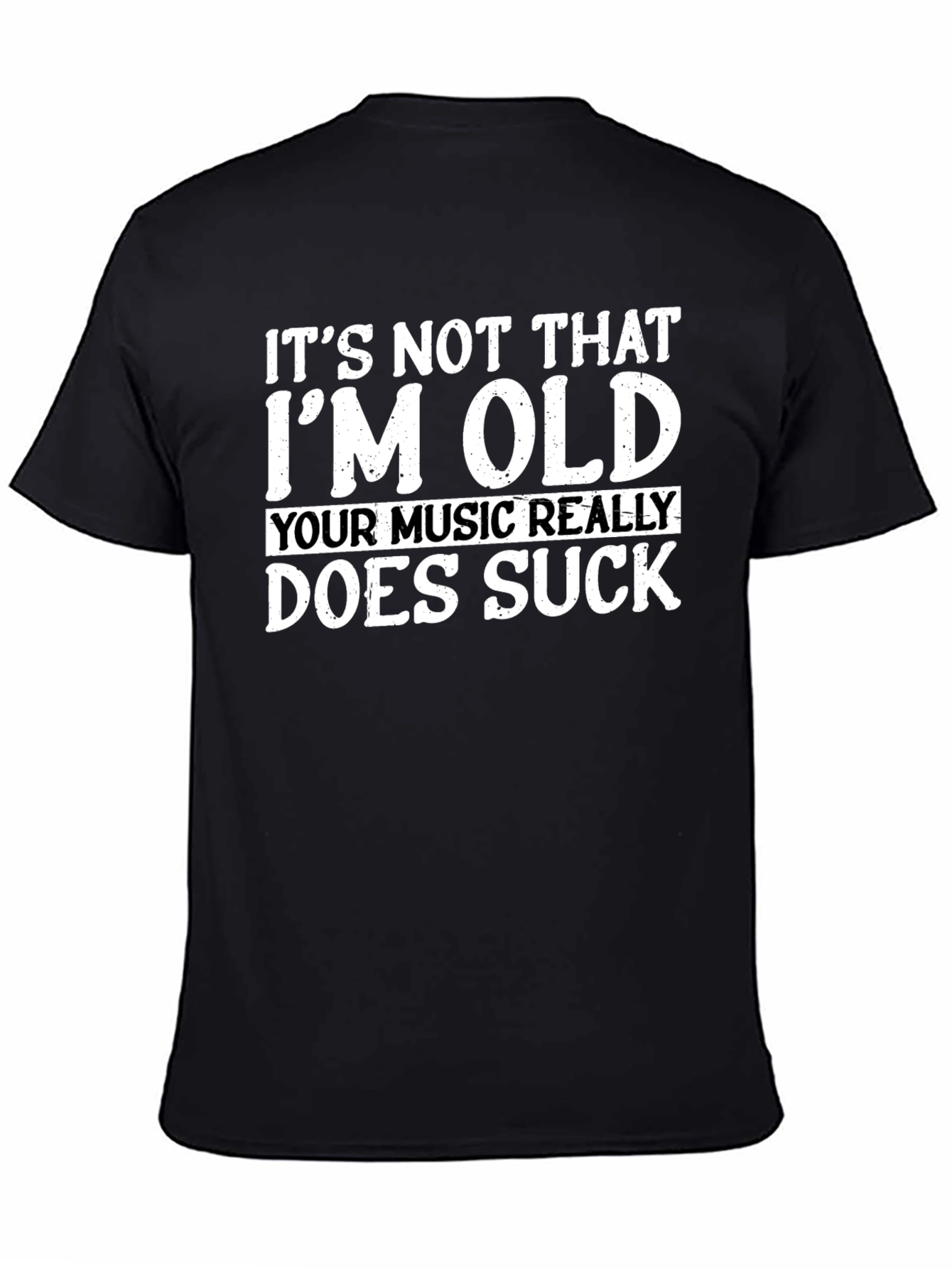 Black Funny Old Music Sucks Graphic T-Shirt view 4