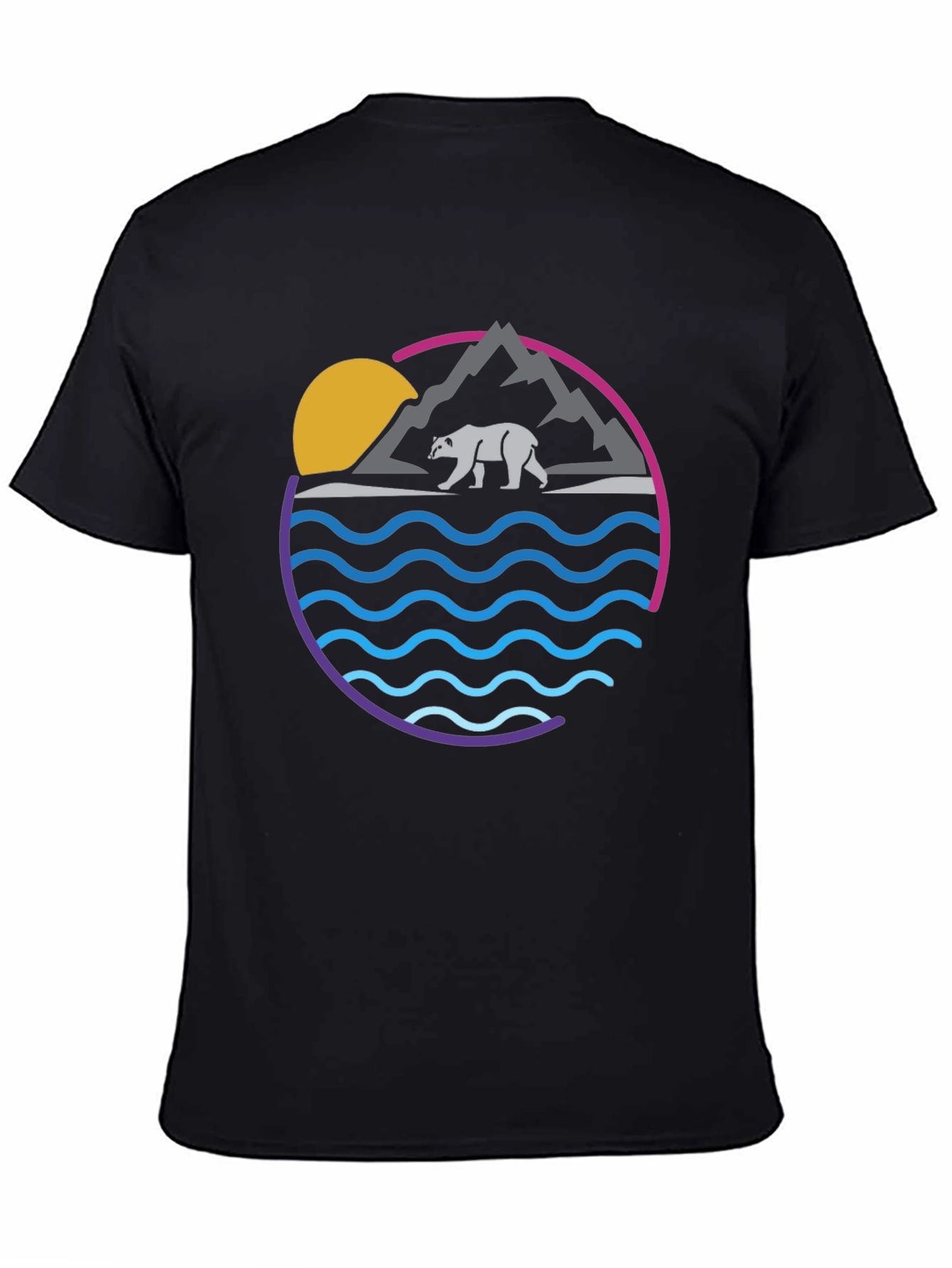 Bear Mountain Wave Graphic Tee - Cool Nature Shirt - 4