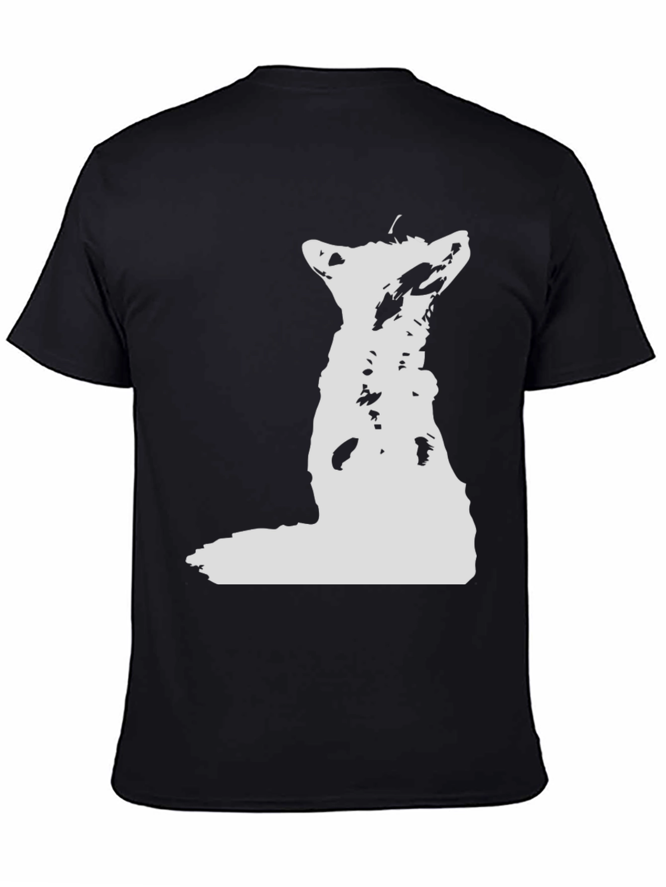 Black White Wolf Graphic Black Tee view 4