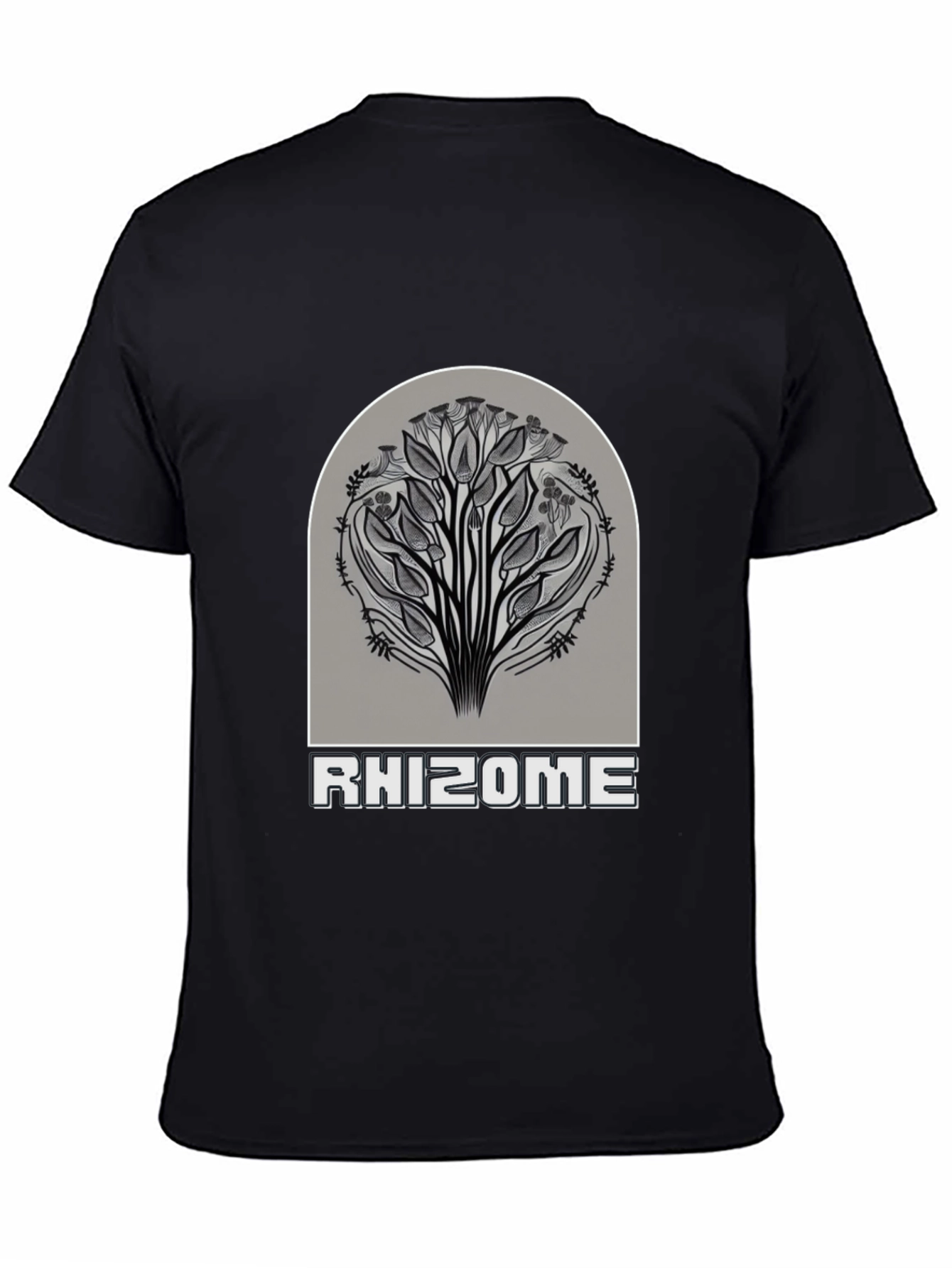Black Rhizome Graphic Tee - Stylish Unisex Black T-Shirt view 4