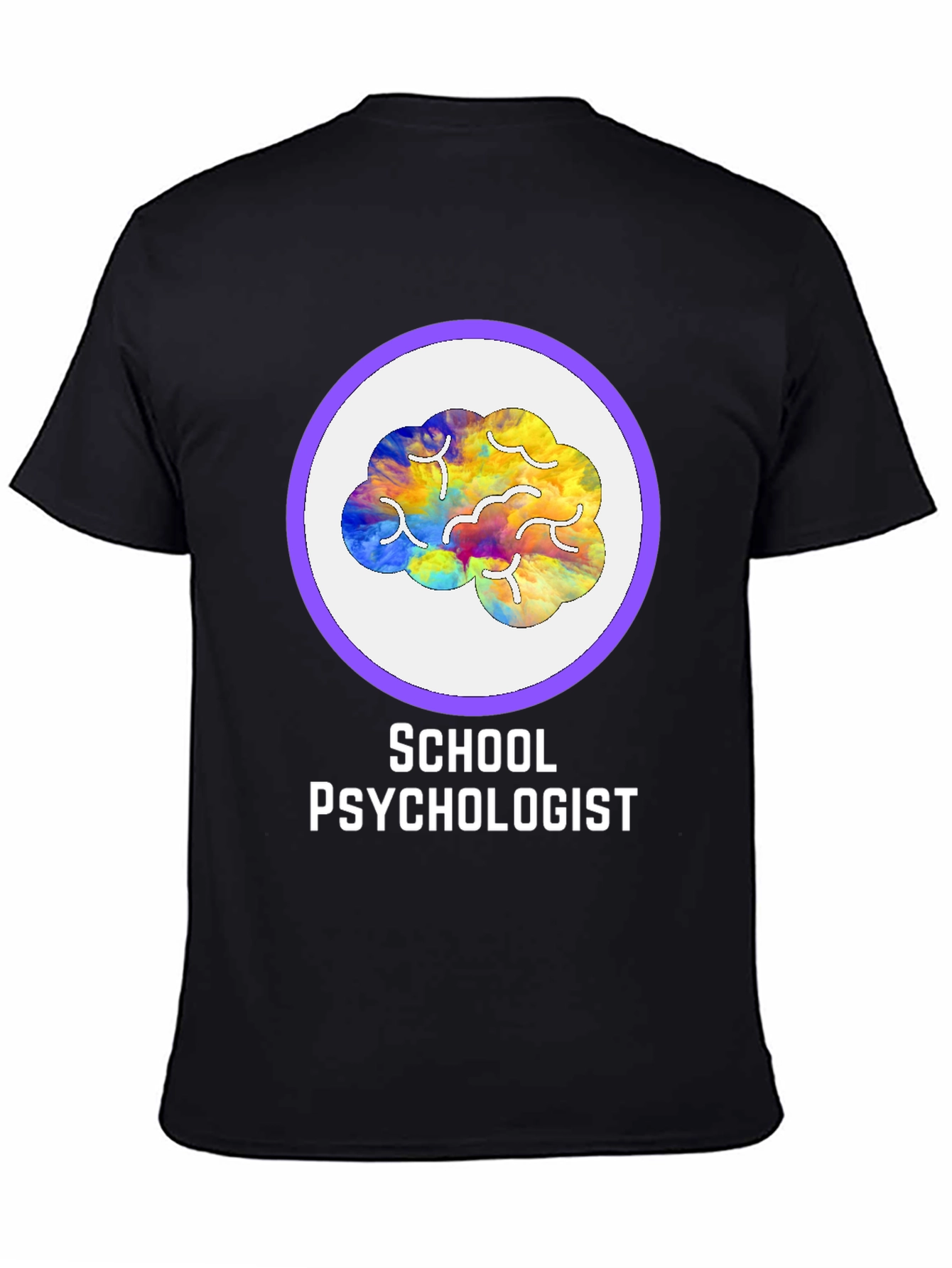 Black School Psychologist Brain Graphic Tee view 4