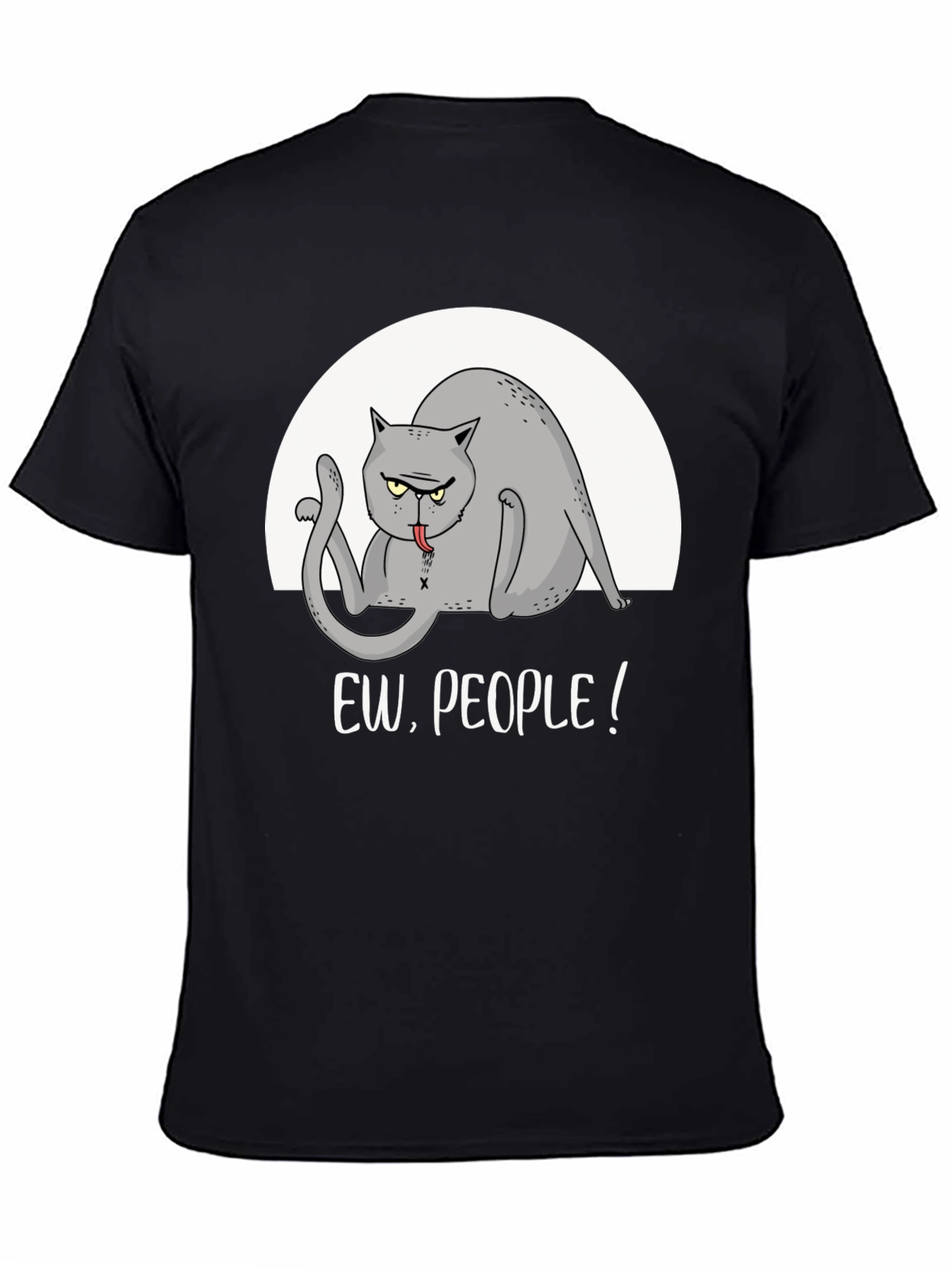 Black Ew, People! Graphic Tee - Funny Cat T-Shirt view 4