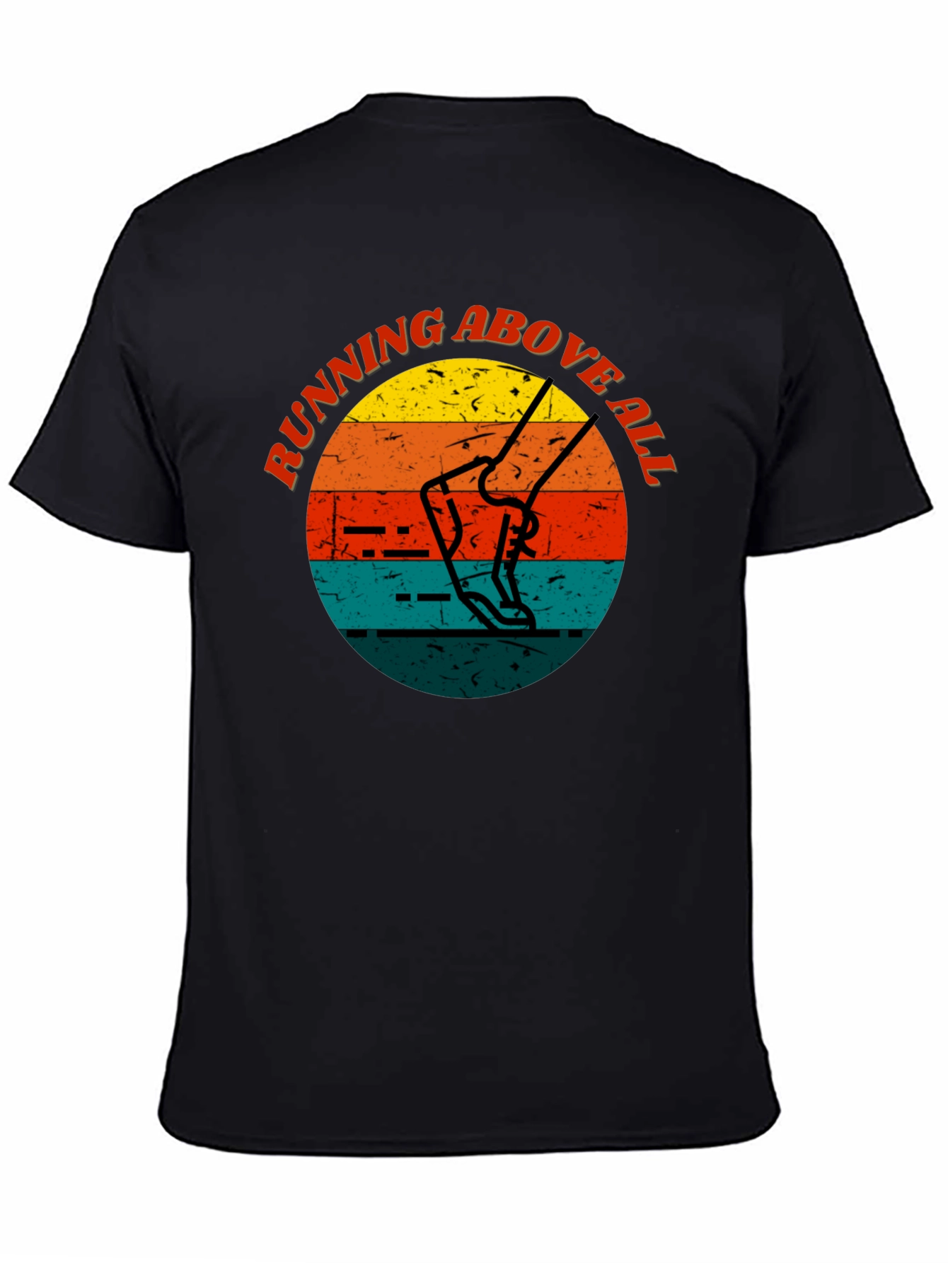 Black Running Above All Retro Style T-Shirt view 4