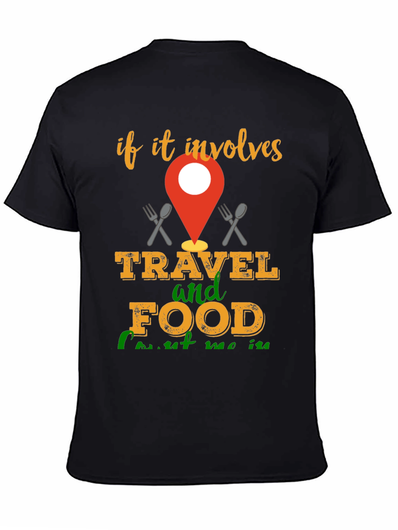 Black Travel & Food T-Shirt - Involve Me! view 4