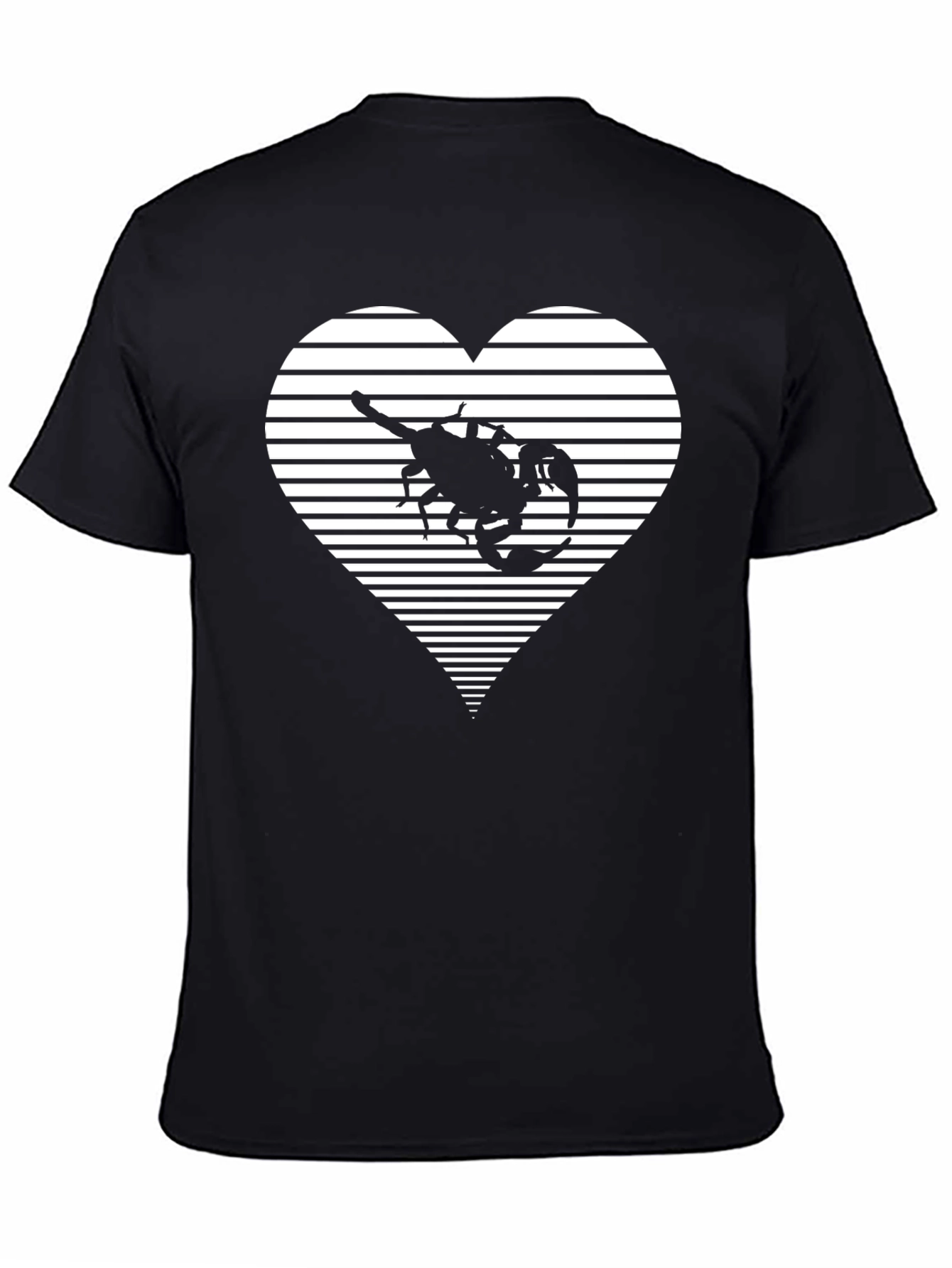 Black Striped Heart Scorpion Graphic Tee view 4