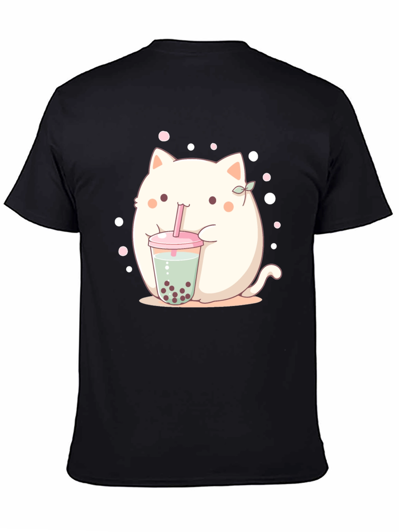 Black Cute Boba Cat T-Shirt - Kawaii Style view 4