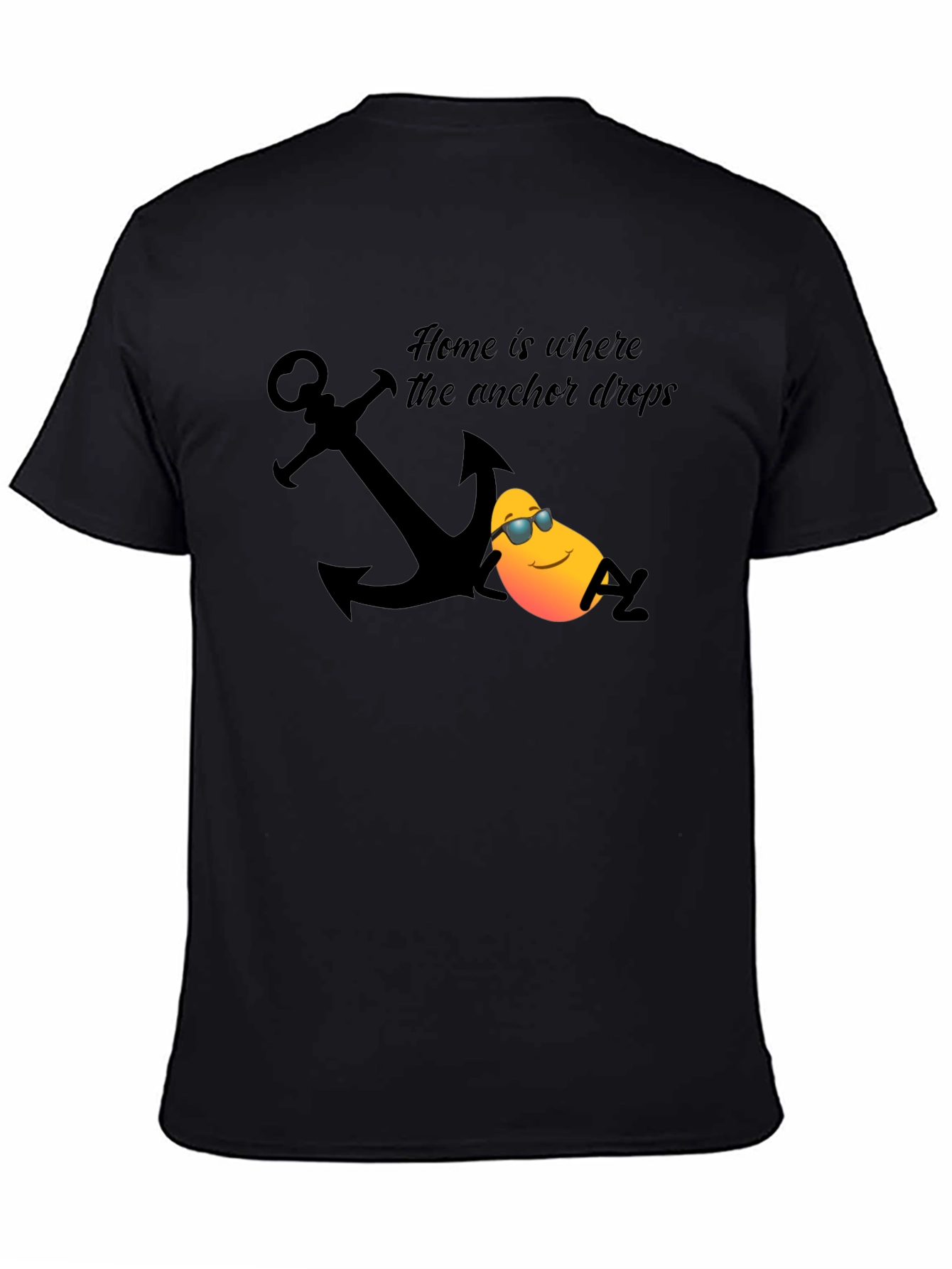 Black Nautical Relax T-Shirt: Home is Where the Anchor Drops view 4