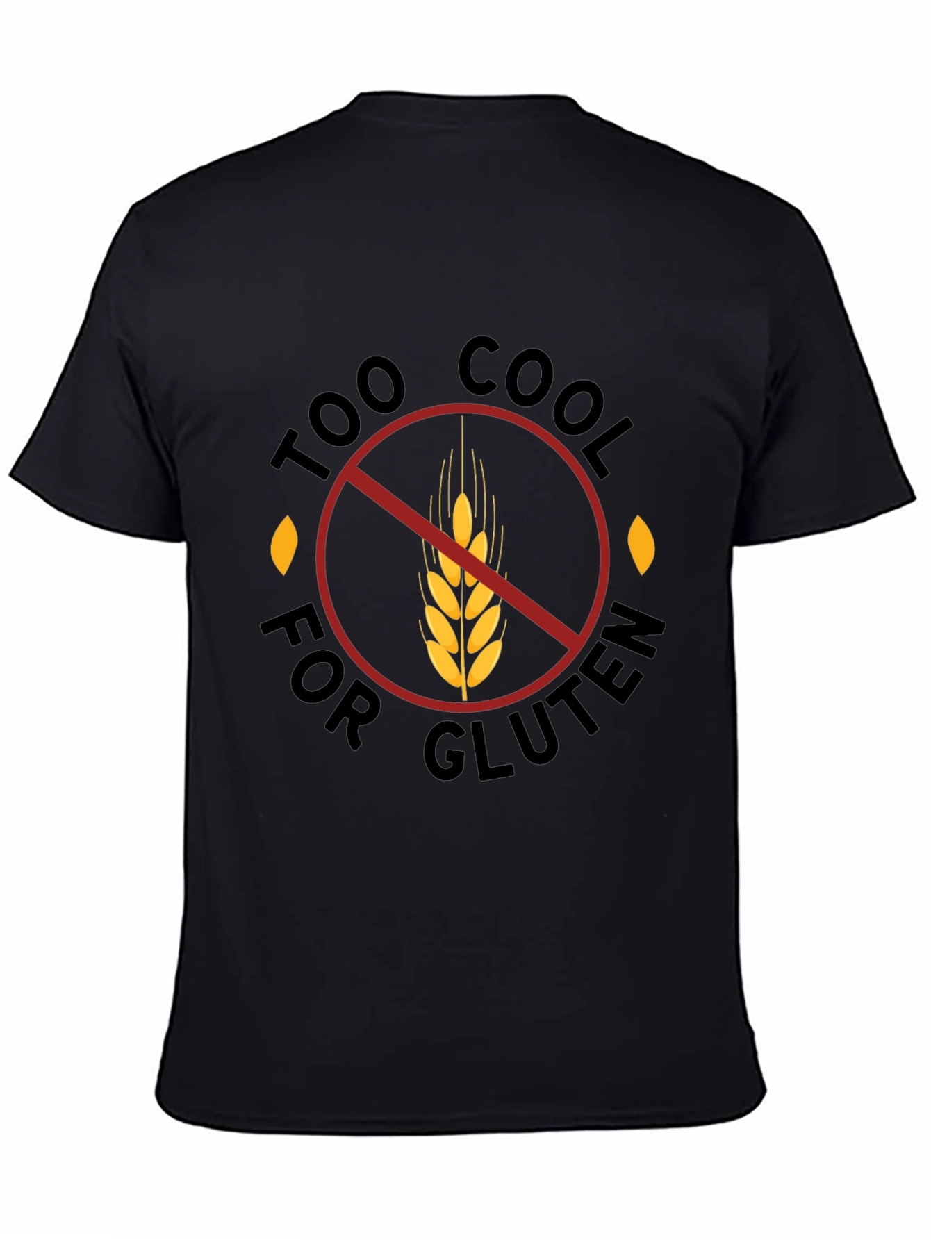 Black Too Cool for Gluten Black T-Shirt - Gluten Free view 4