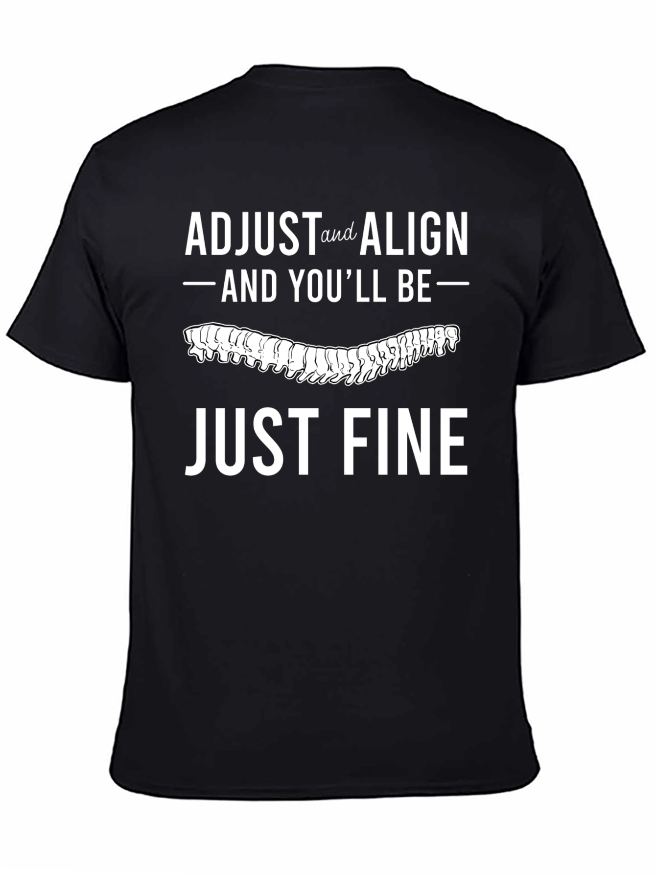 Black Adjust and Align T-Shirt Chiropractic Spine Tee view 4