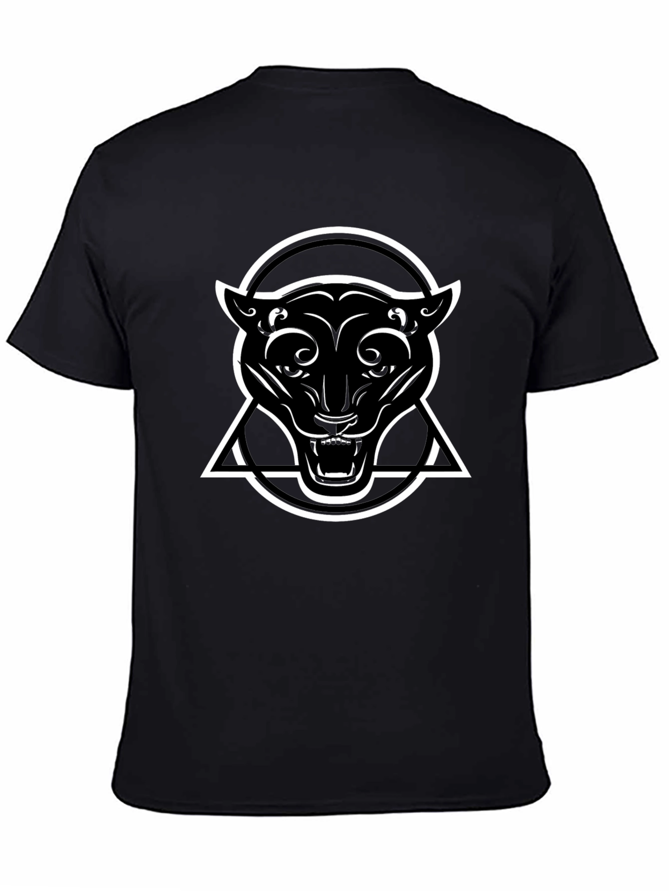 Black Black Panther Graphic Tee - Circle Triangle Design view 4