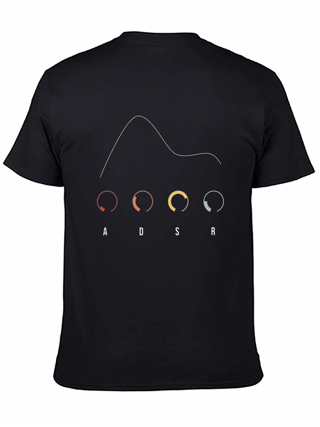 Black ADSR Synthesizer Black T-Shirt view 4