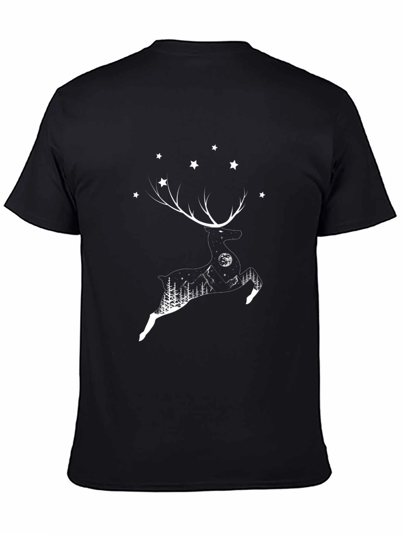 Black Reindeer Silhouette Graphic T-Shirt view 4