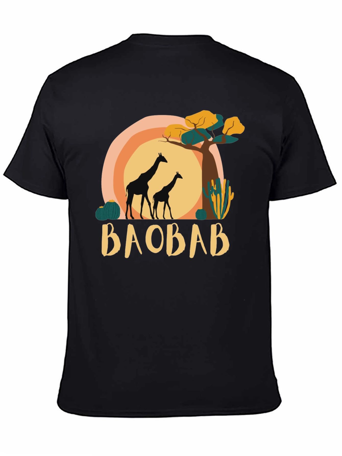 Black Baobab Giraffe Graphic Tee - Safari Style view 4