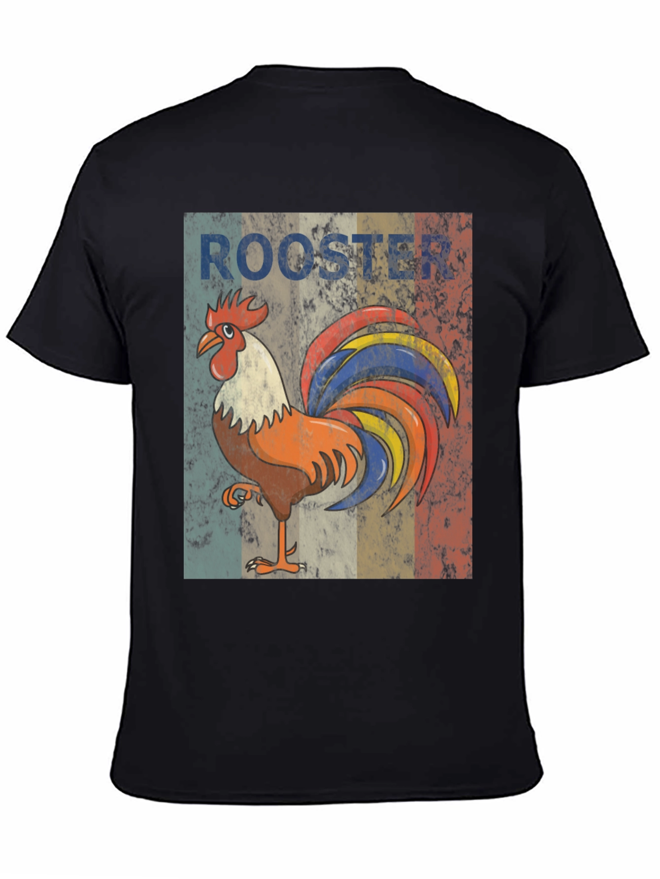 Black Vintage Rooster Graphic Tee - Stylish Casual Wear view 4