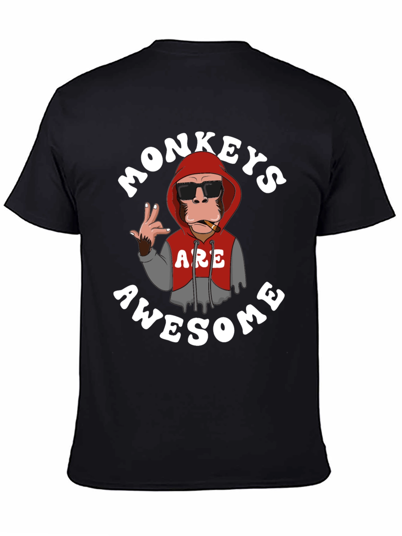 Black Funny Monkeys Are Awesome Graphic T-Shirt view 4