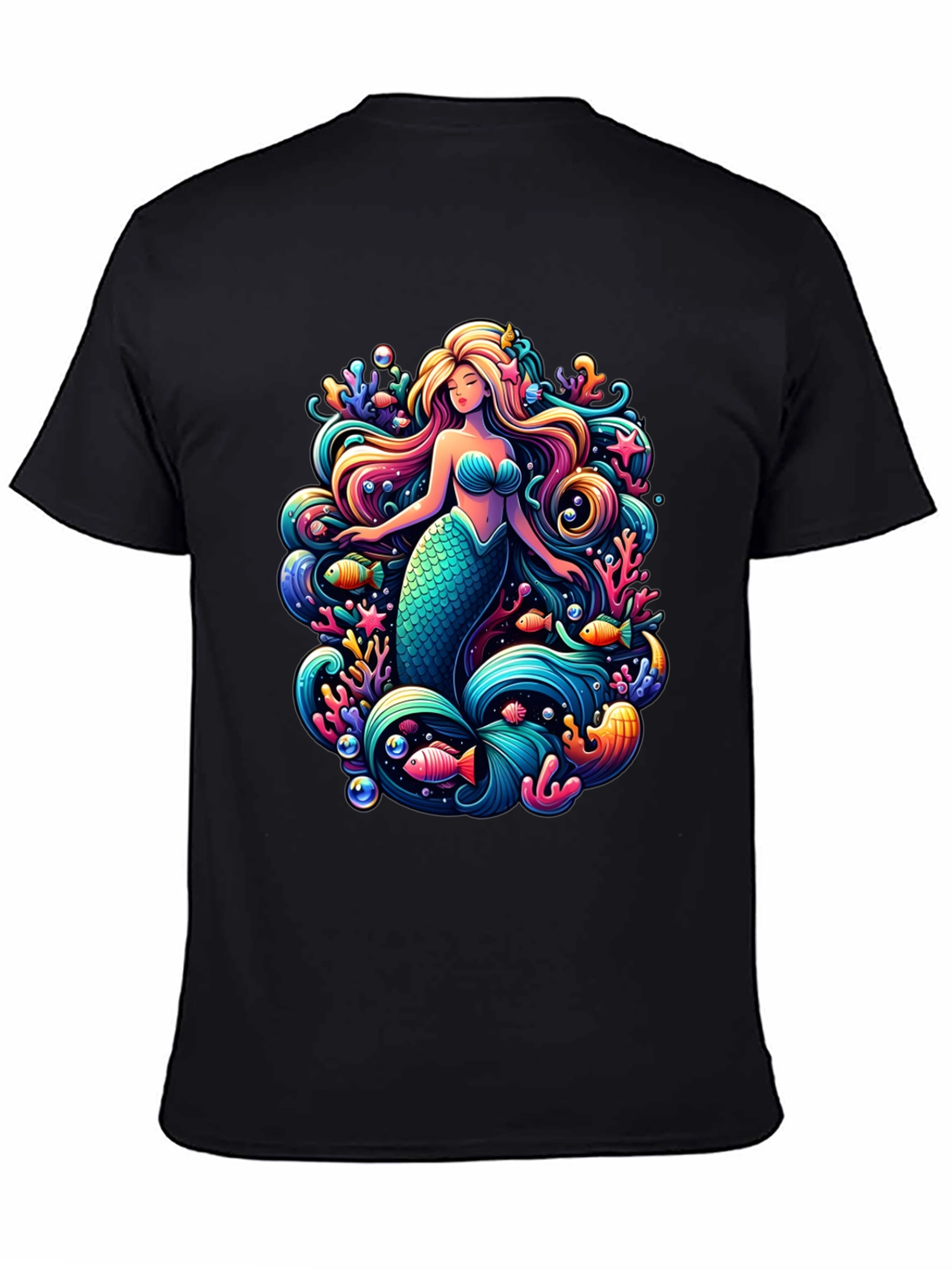 Black Mermaid Graphic Tee - Black Cotton Blend view 4