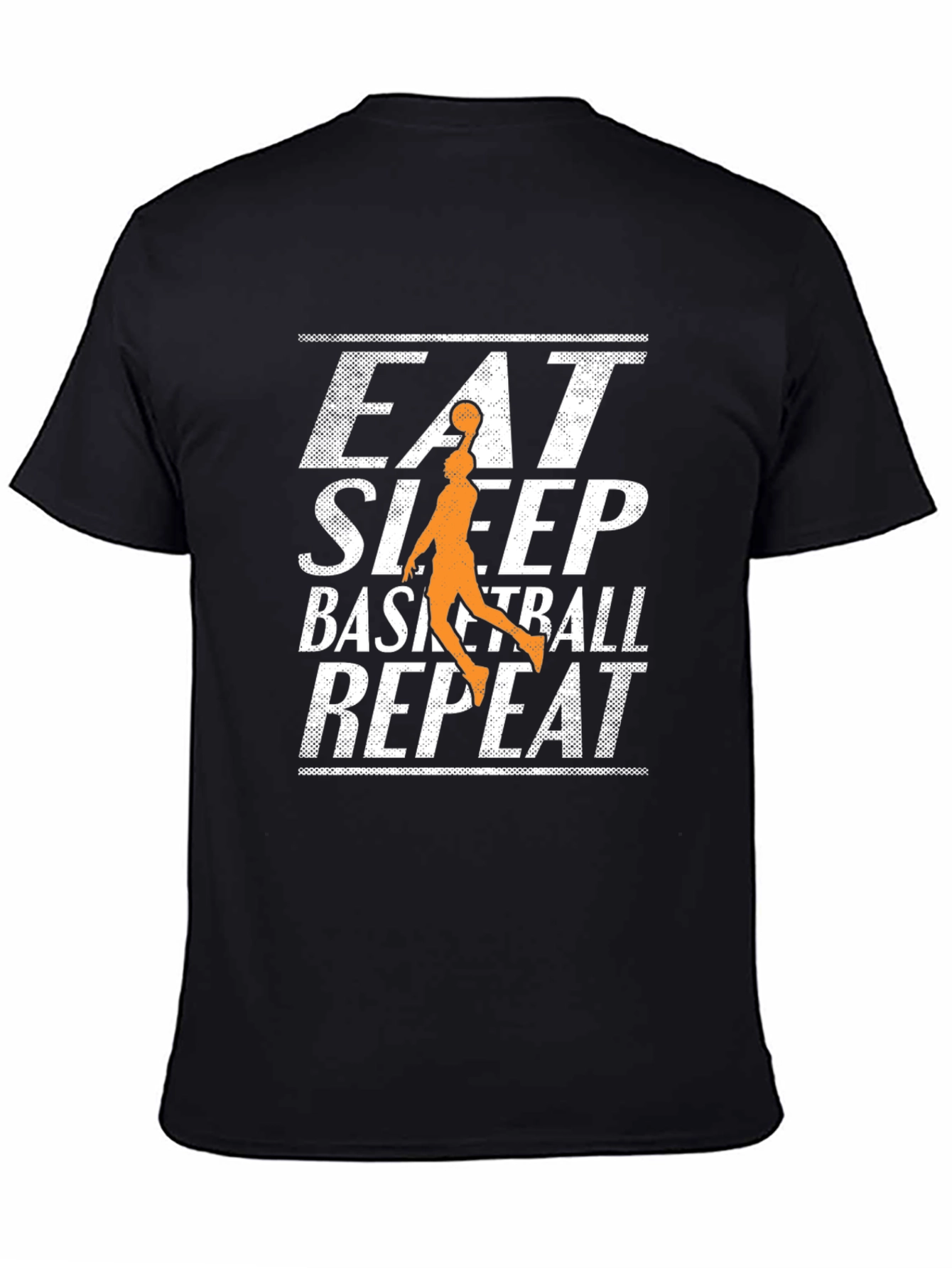 Black Eat Sleep Basketball Repeat Black T-Shirt view 4