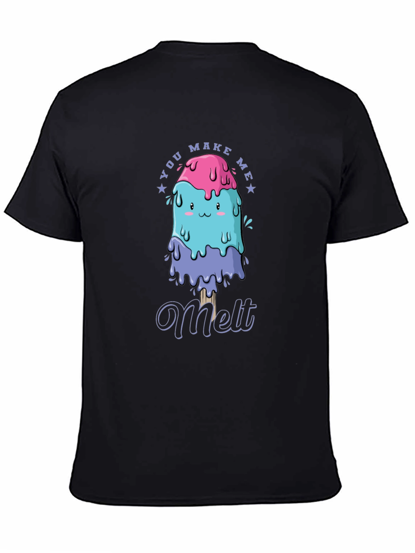 Black You Make Me Melt T-Shirt, Cute Kawaii Ice Cream Tee, Mens Black view 4