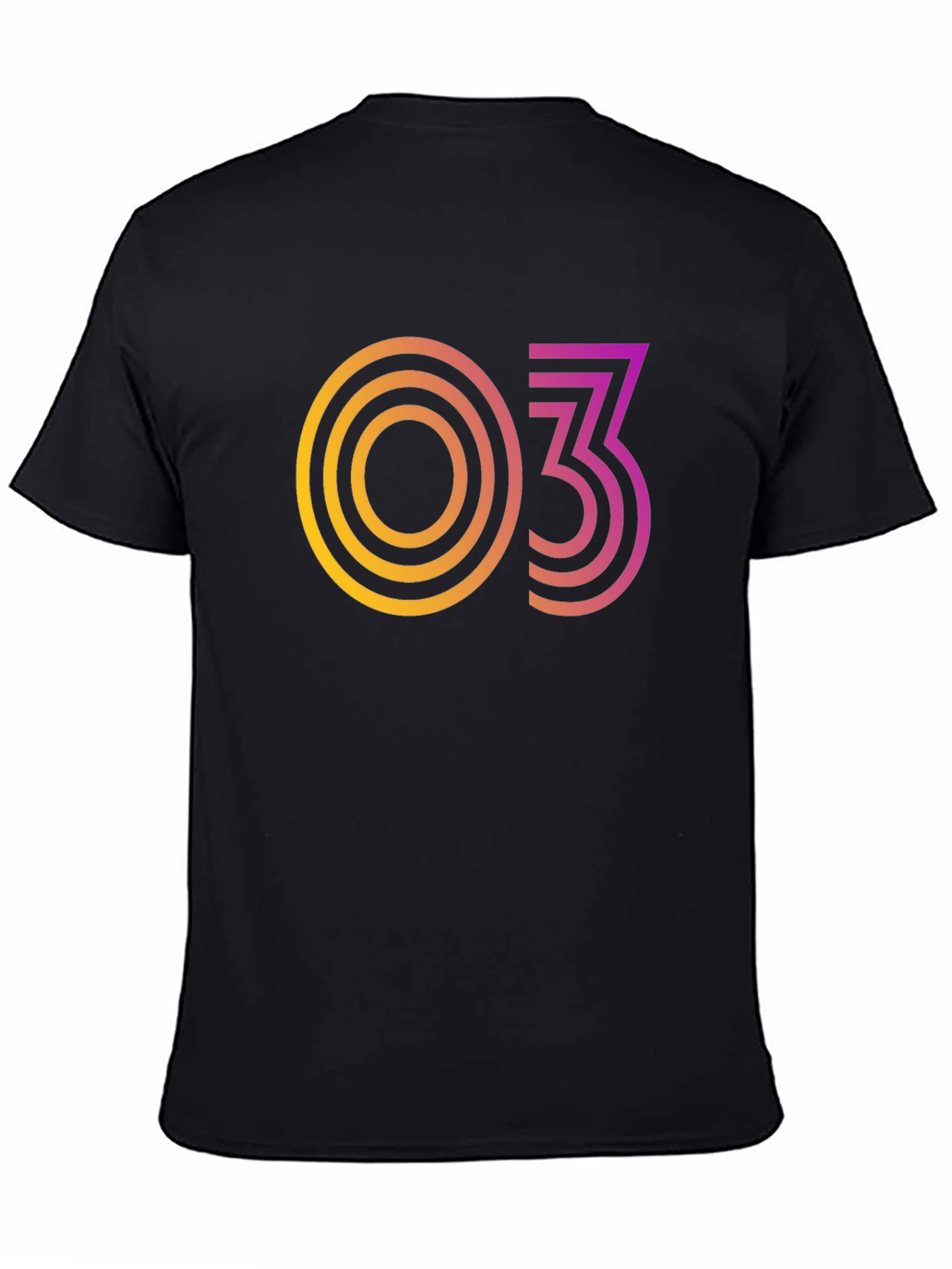 Black Retro Gradient "03" Graphic Tee - Cool & Trendy! view 4