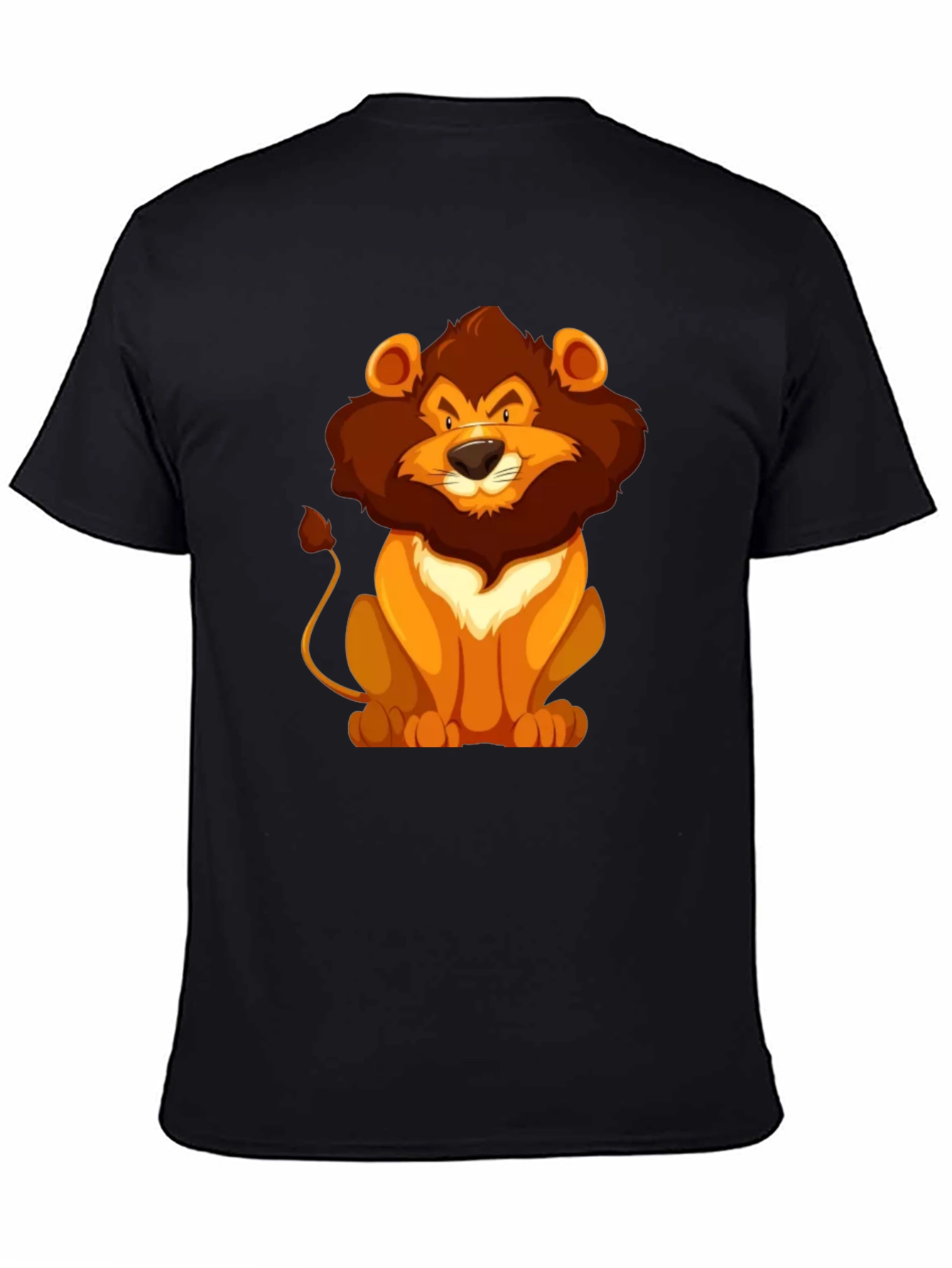 Black Lion Cartoon Graphic Black T-Shirt view 4