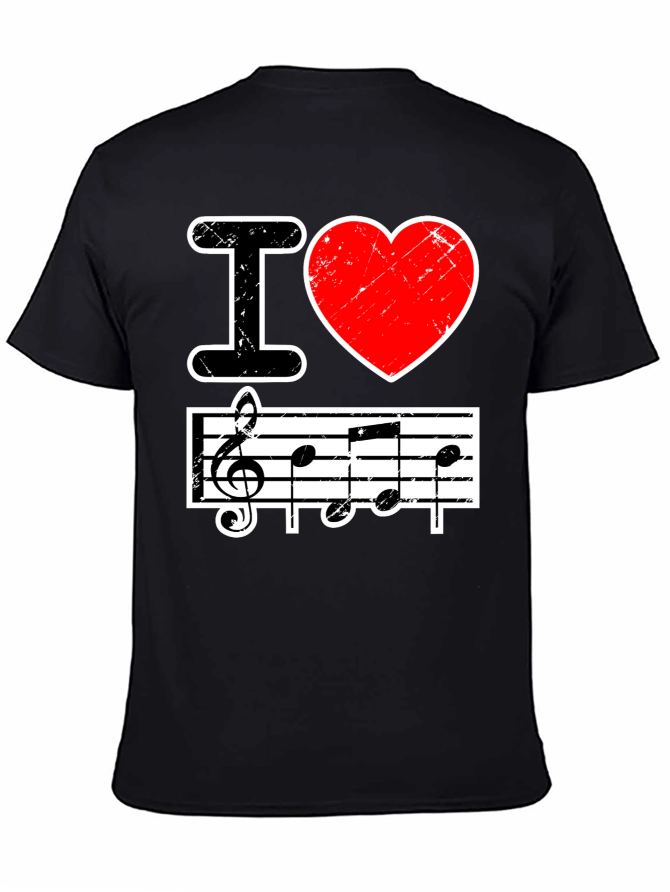 Black I Love Music Black Graphic T-Shirt view 4