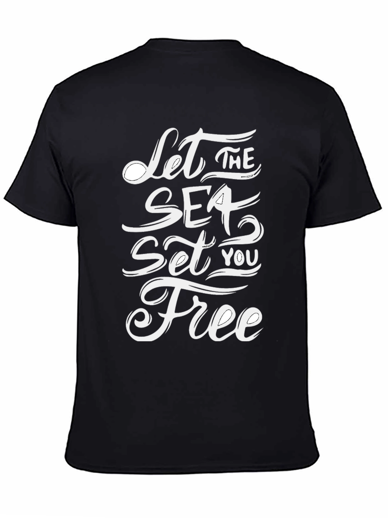 Black Let The Sea Set You Free Black Graphic T-Shirt view 4